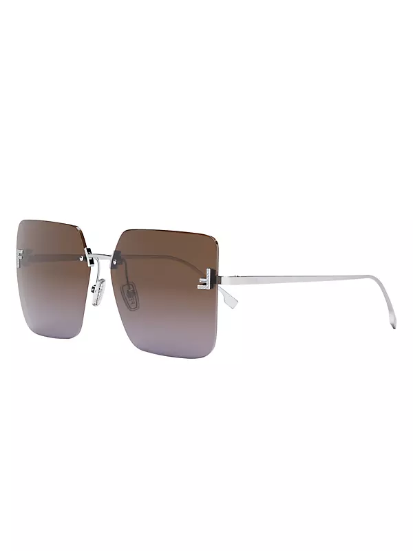 Fendi Fendi First Sight Square Metal Sunglasses in Natural