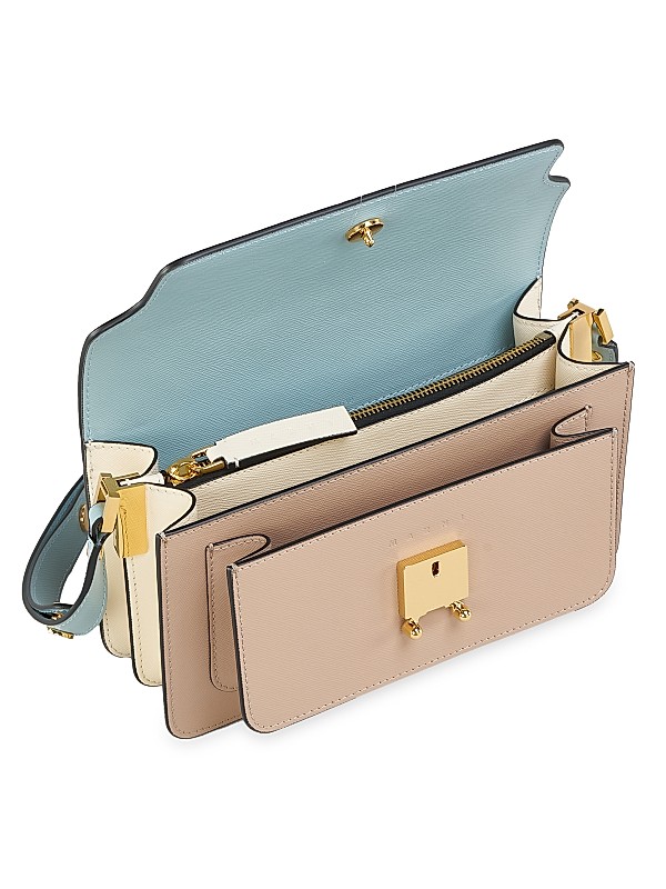 Shop Marni Trunk E/W Colorblock Leather Shoulder Bag | Saks Shop Marni Trunk E/W Colorblock Leather Shoulder Bag | Saks