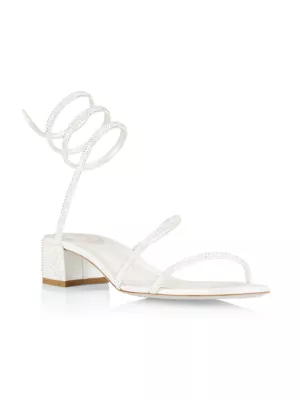 René Caovilla 100mm bow-detail crystal-embellished sandals - Silver