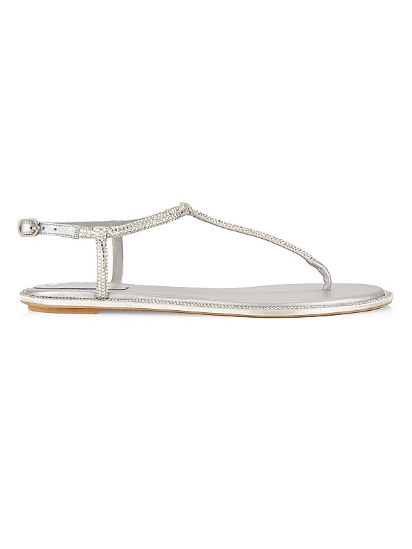 Shop Rene Caovilla Crystal-Embellished T-Strap Sandals Shop Rene Caovilla Crystal-Embellished T-Strap Sandals