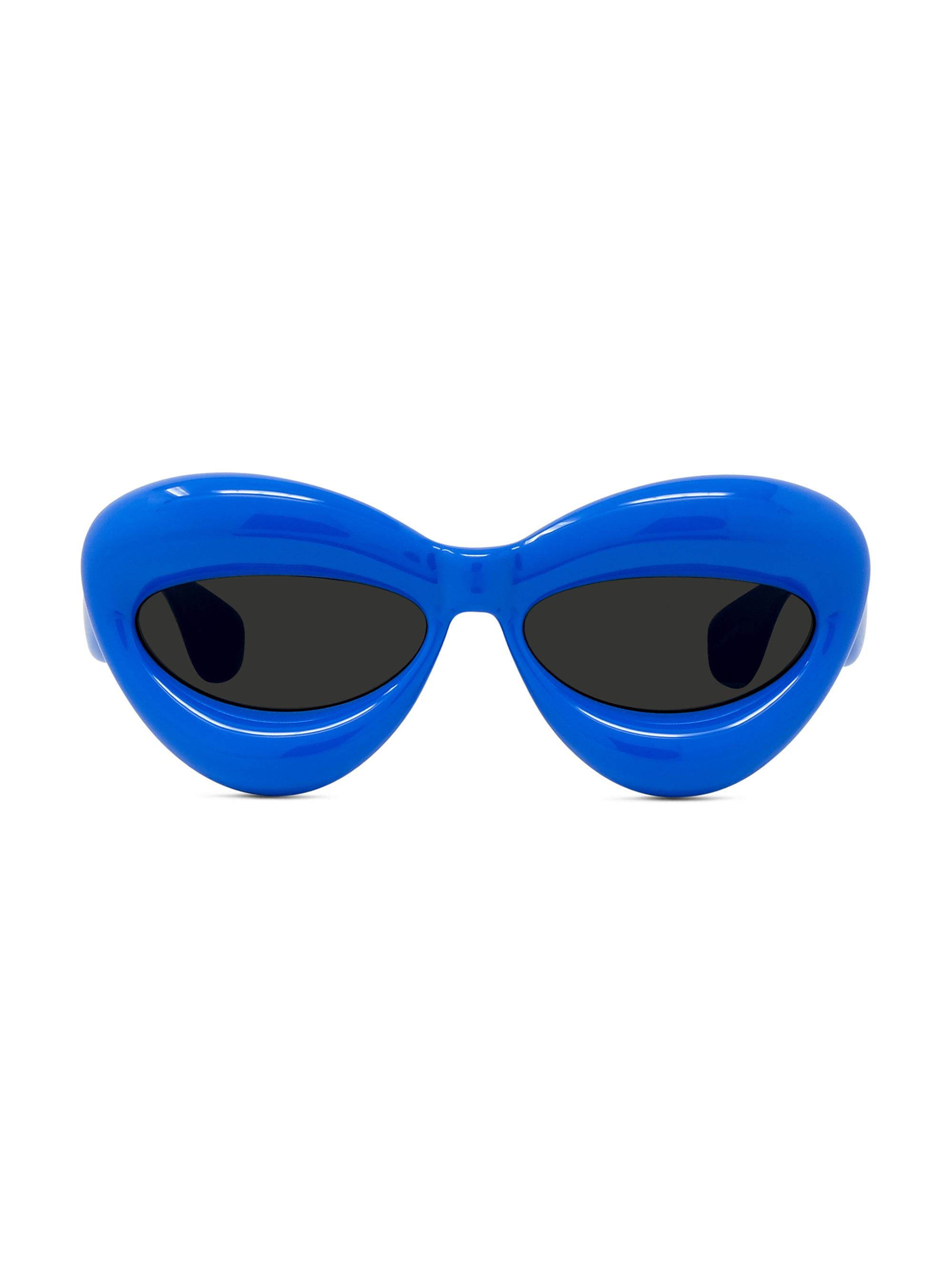 LOEWE Men's 55MM Inflated Cat-Eye Sunglasses - Shiny Blue Smoke