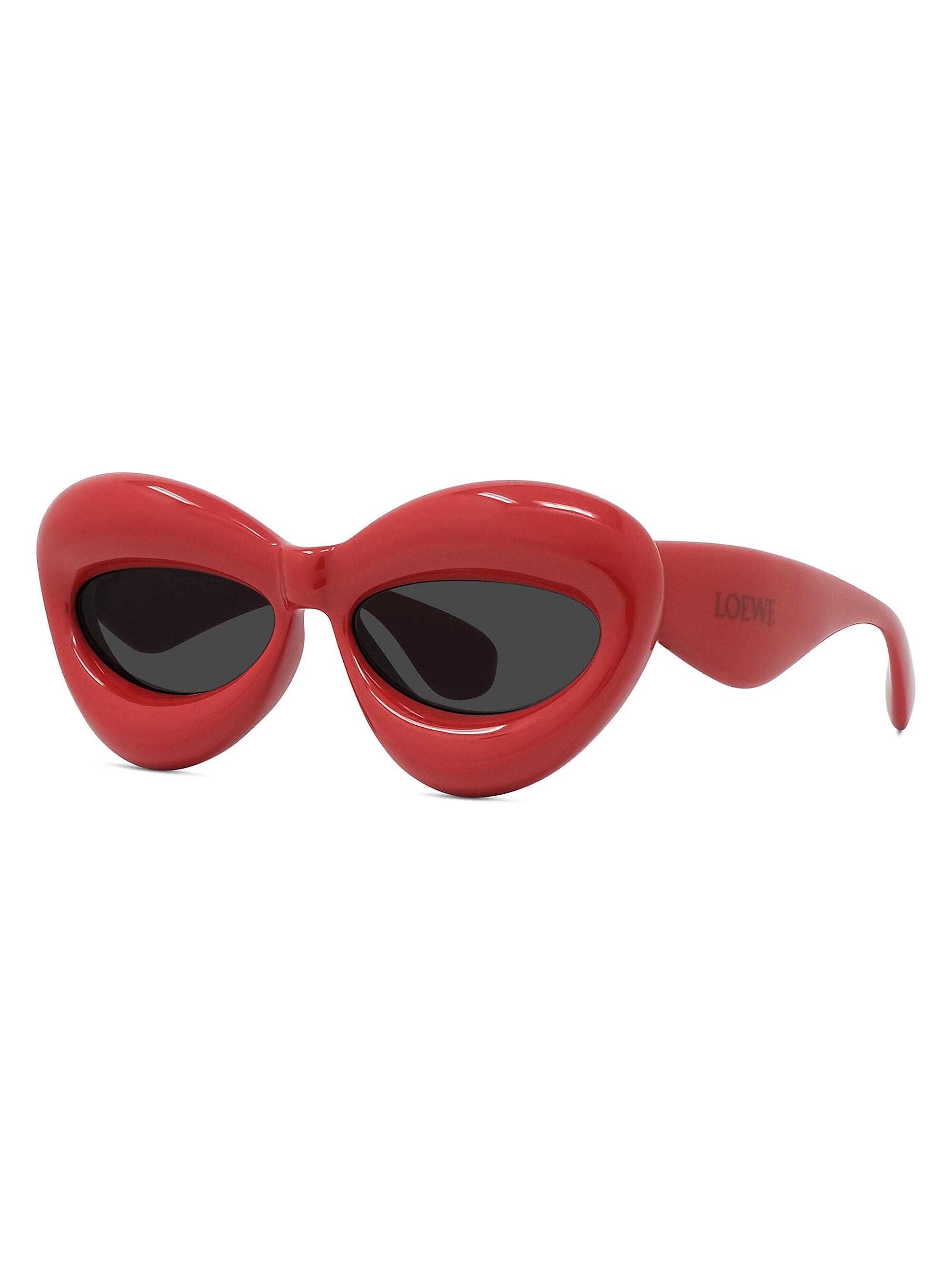 LOEWE Men's 55MM Inflated Cat-Eye Sunglasses - Shiny Red