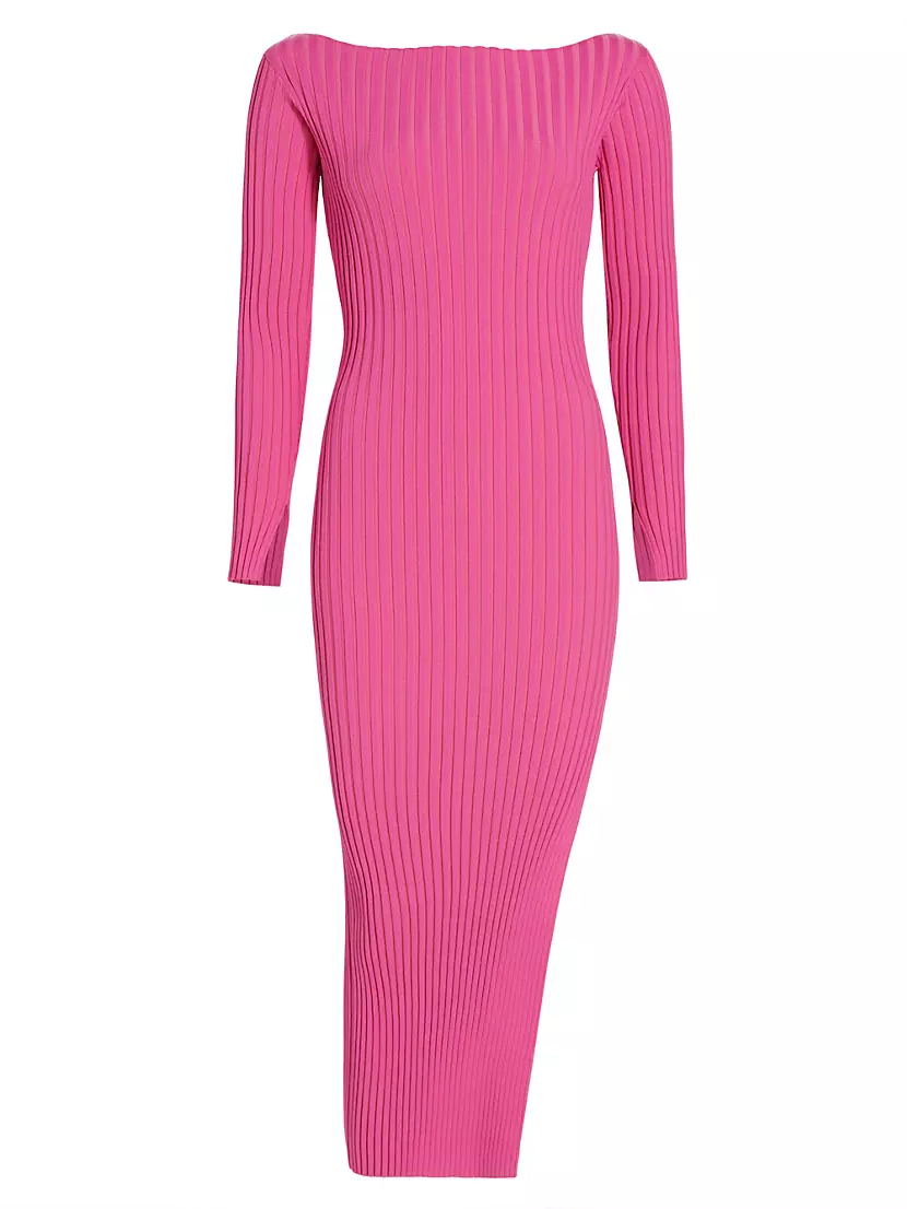 Hilaria Ribbed Knit Off Shoulder Sweater Midi Dress – ASTR The Label