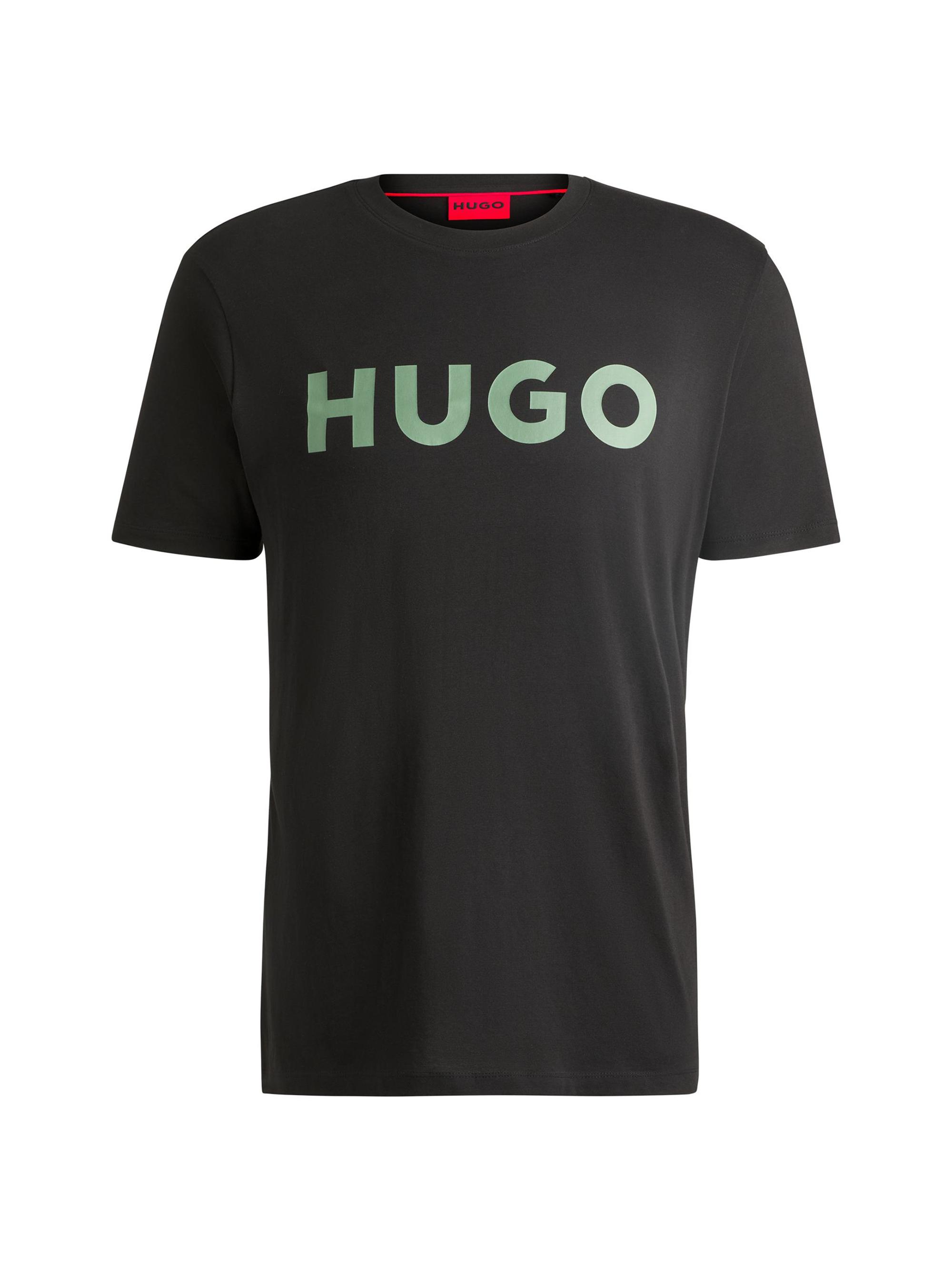 HUGO Men's Straight Fit T-Shirt with Logo - Black