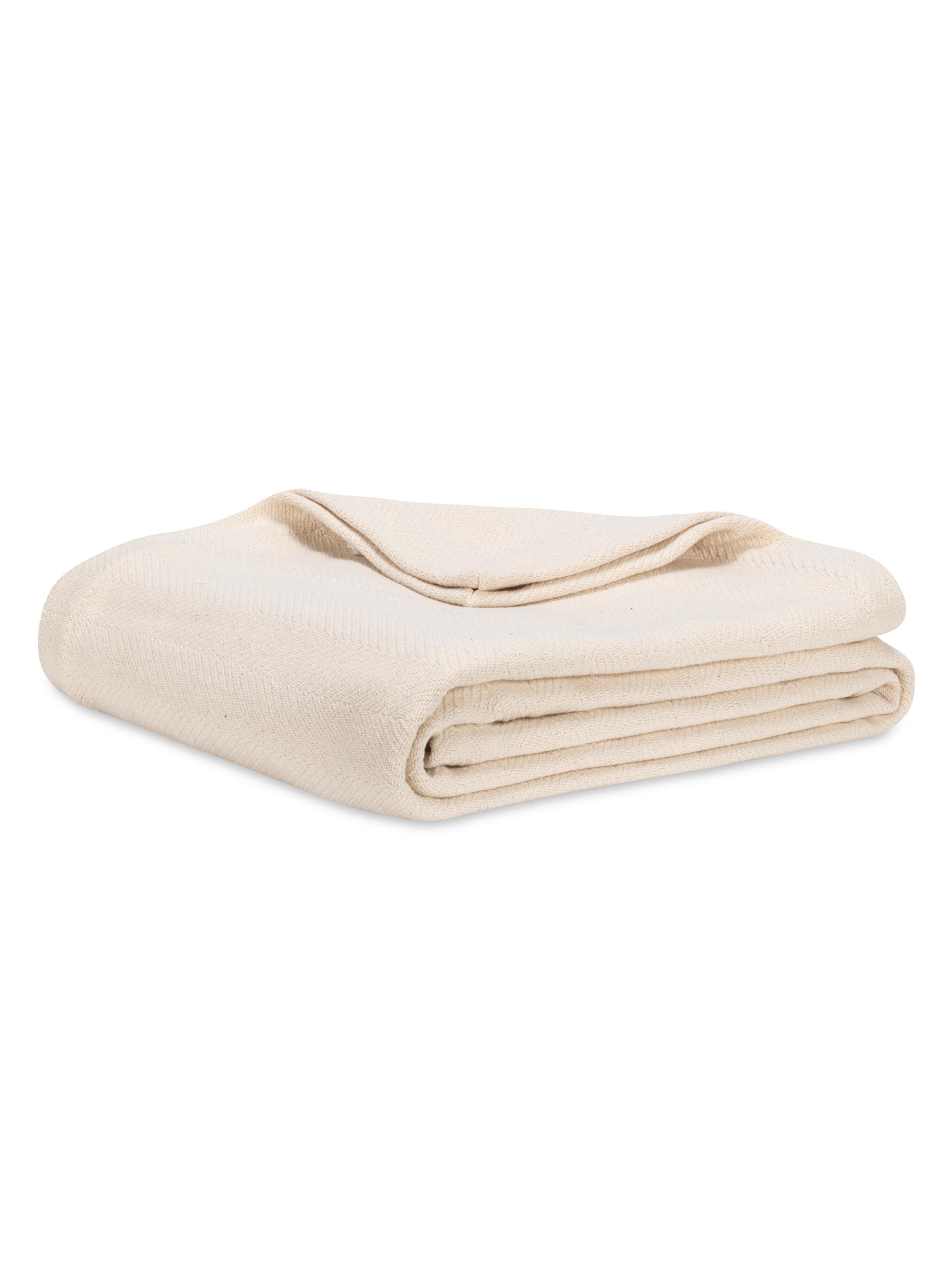 Lands Downunder Herringbone Cotton Blanket - Cream Queen
