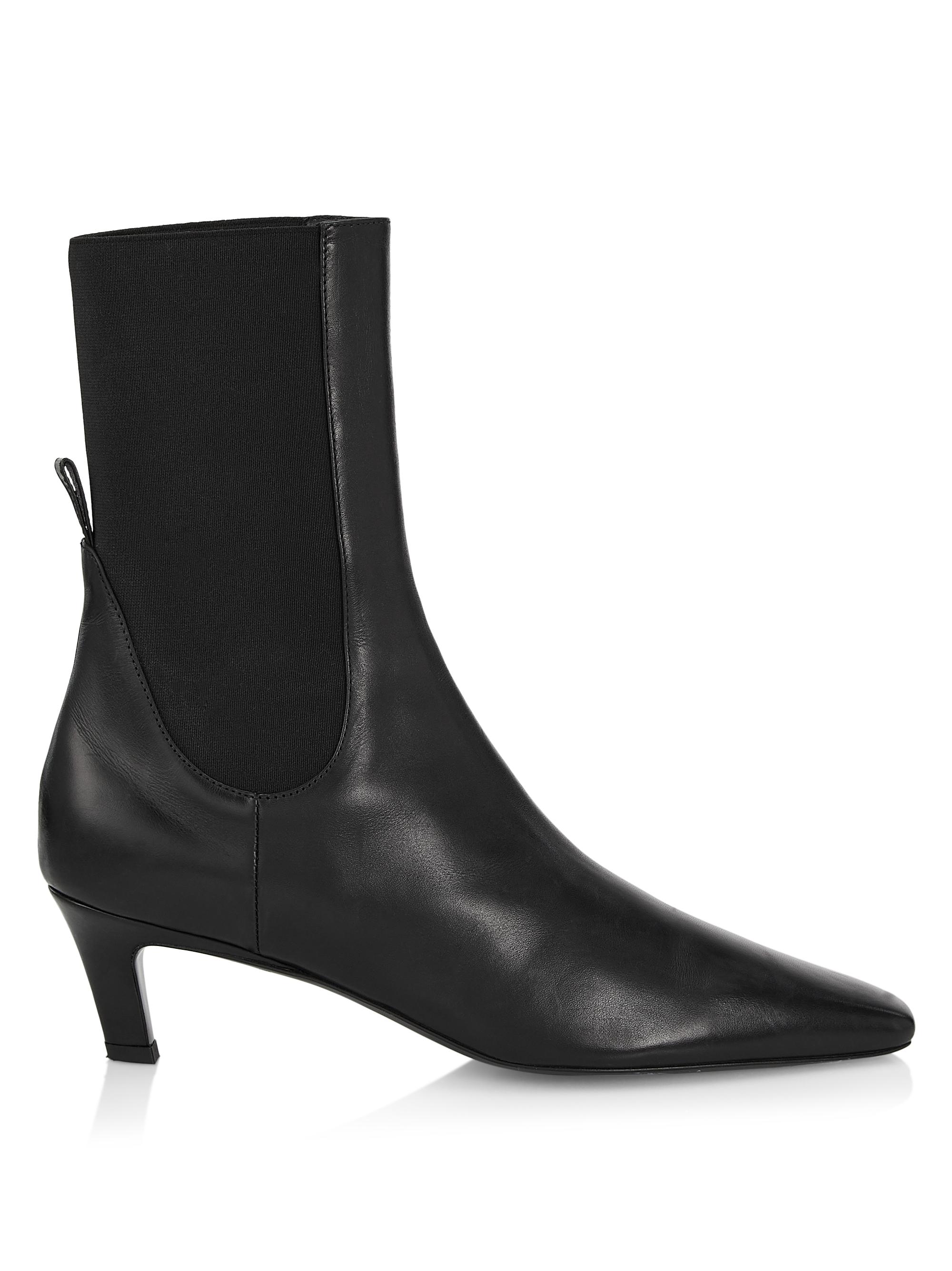 50MM Leather Kitten-Heel Ankle Boots