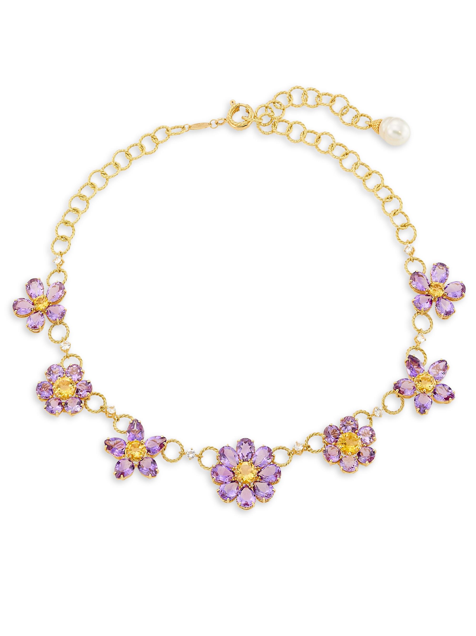 Dolce & Gabbana Women's 18K Yellow Gold, Amethyst, Quartz & Sapphire Twisted Chain Necklace - Yellow Gold