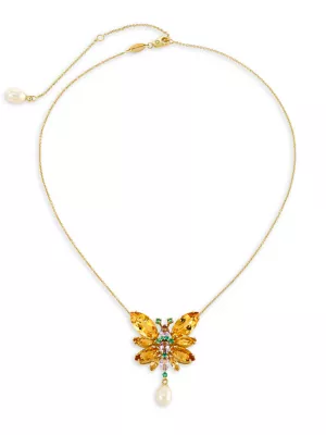 Dolce amp; Gabbana 18kt yellow gold Y letter gemstone pendant