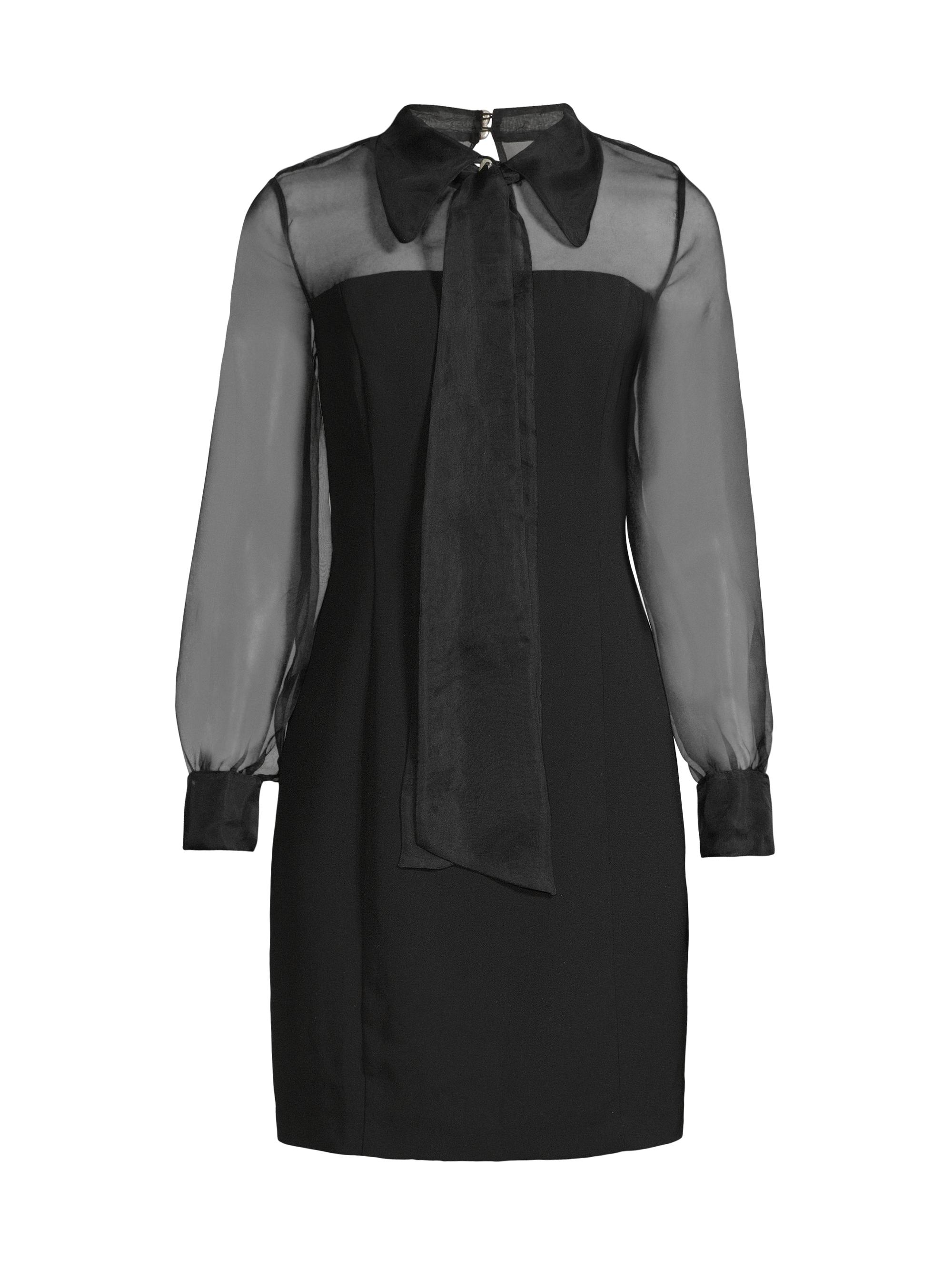 knee length dresses for ladies Saloni Black Camille Bows Mini Dress | Black main image 1