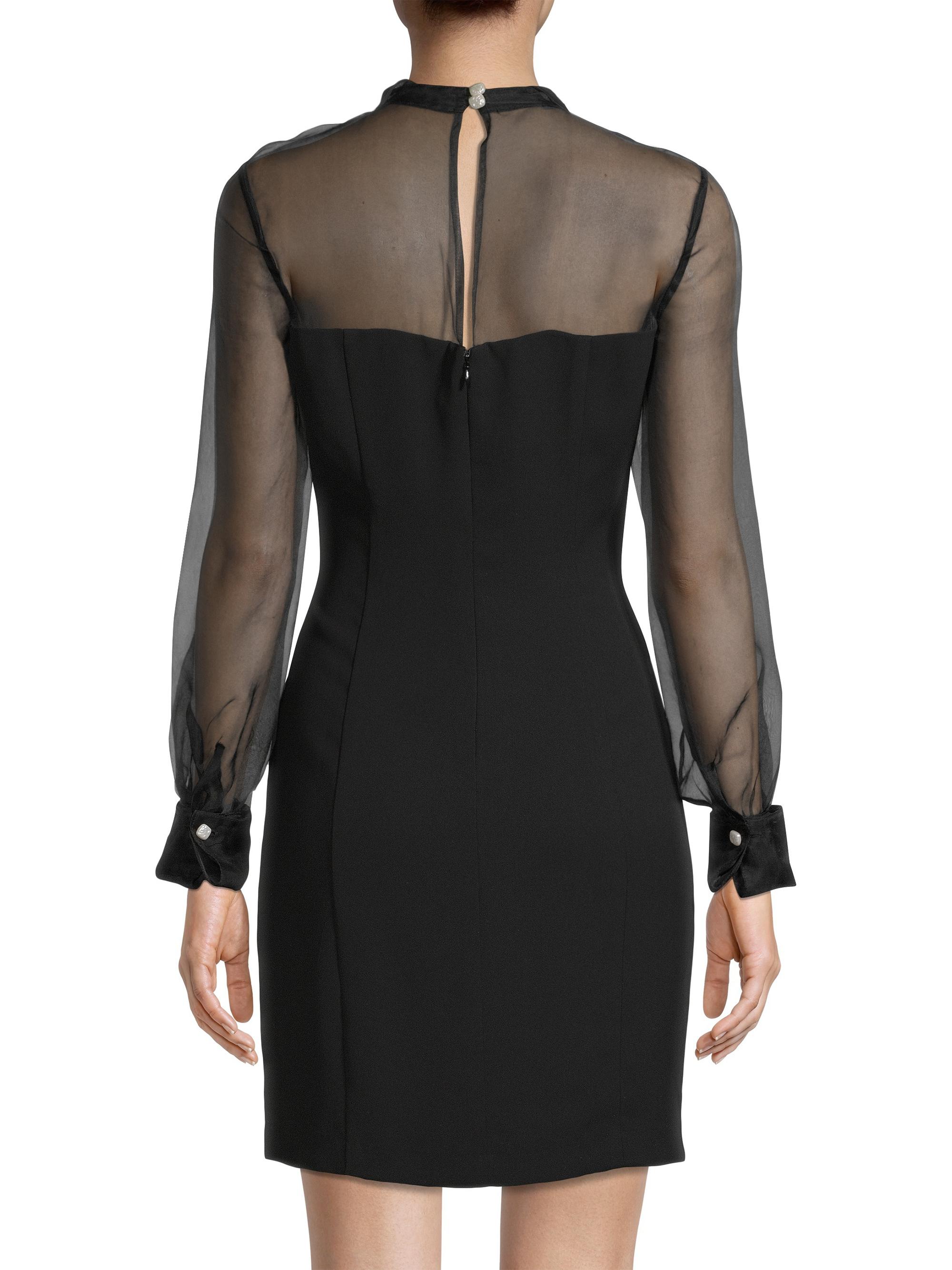 Shani Women's Silk Organza Mixed Media Collared Minidress - Black | Thumbnail 5