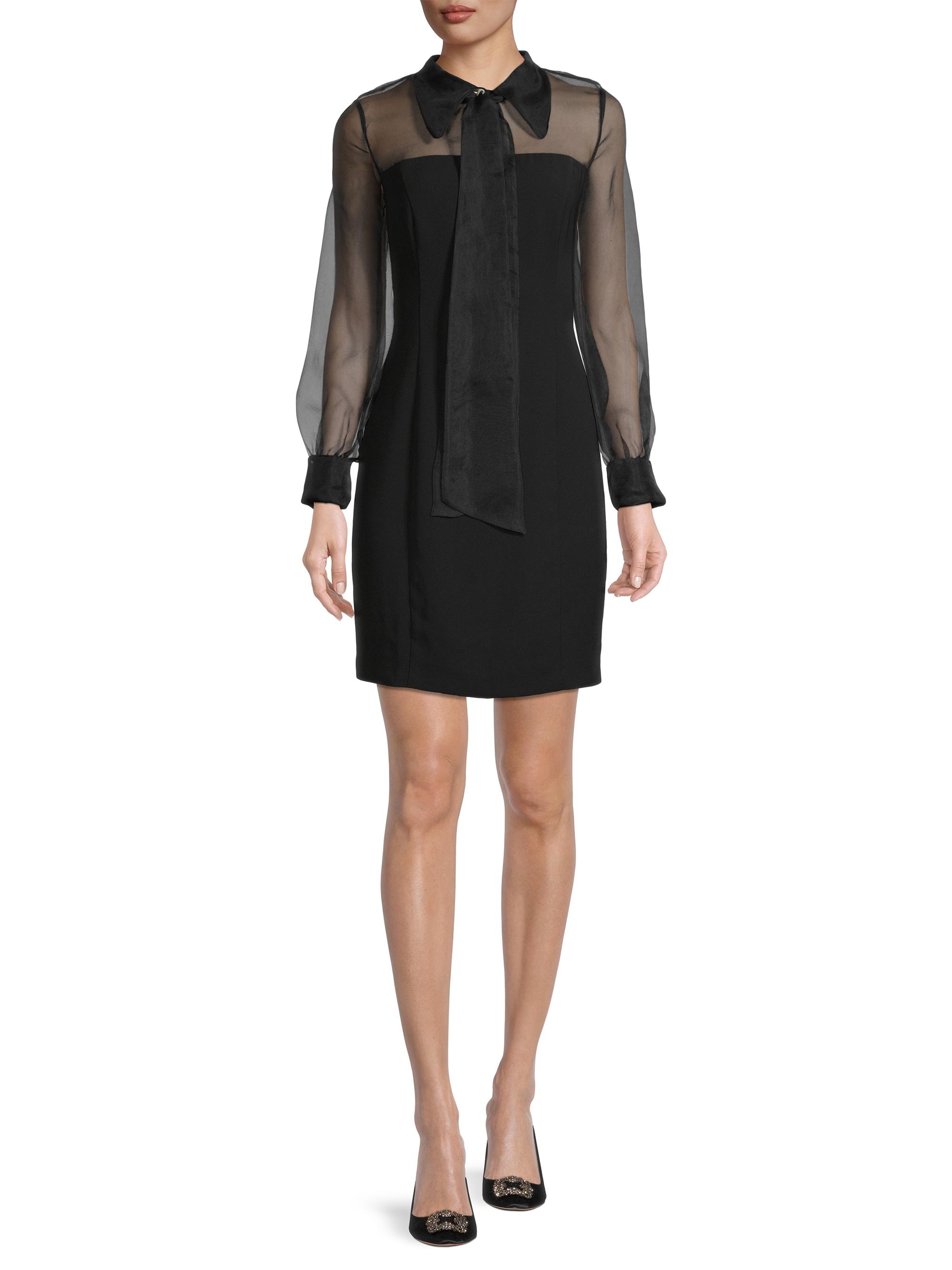 Shani Women's Silk Organza Mixed Media Collared Minidress - Black | Thumbnail 2