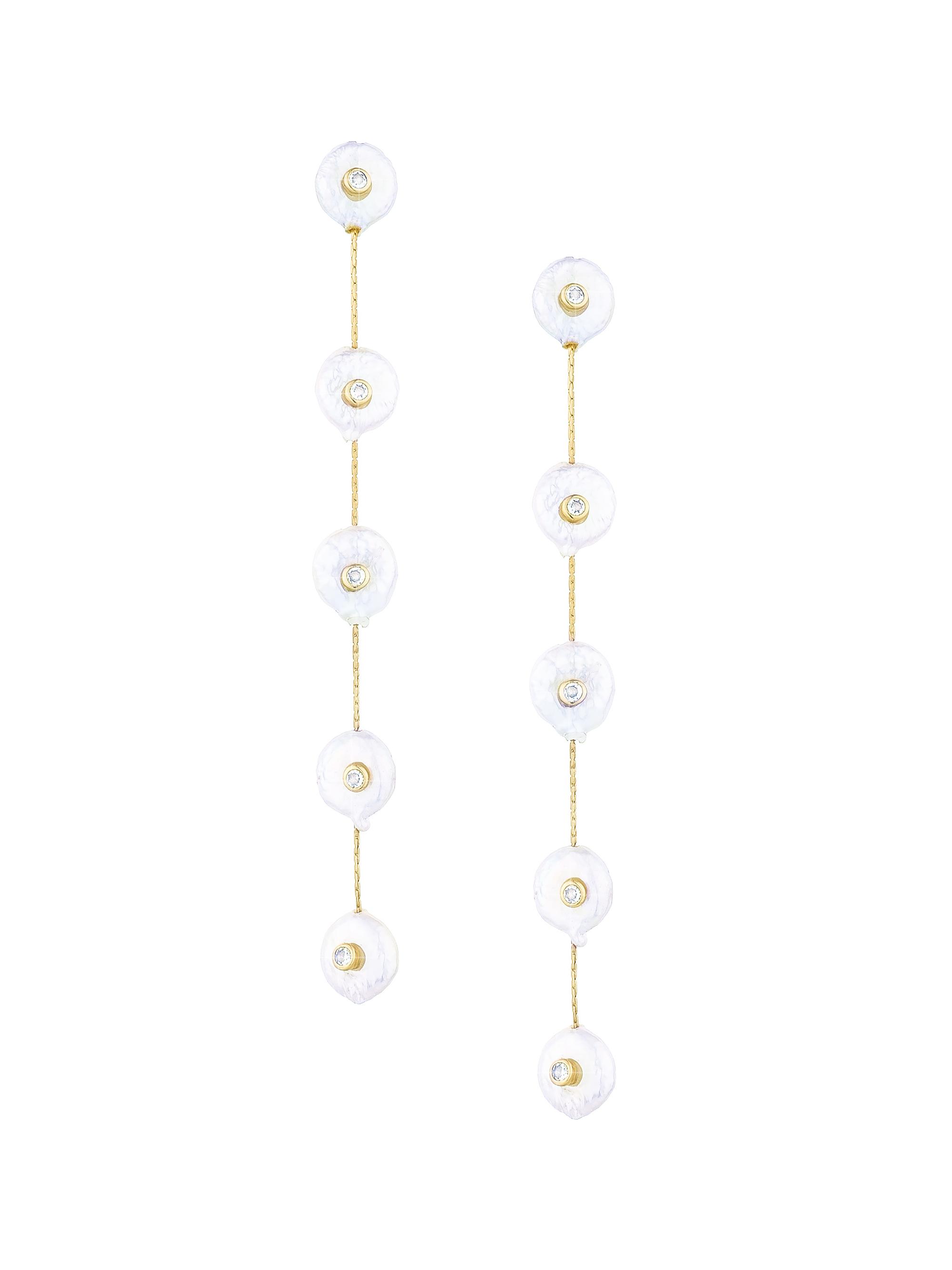 Ettika Women's 18K-Gold-Plated, 8MM Freshwater Pearl, & Cubic Zirconia Drop Earrings - Gold