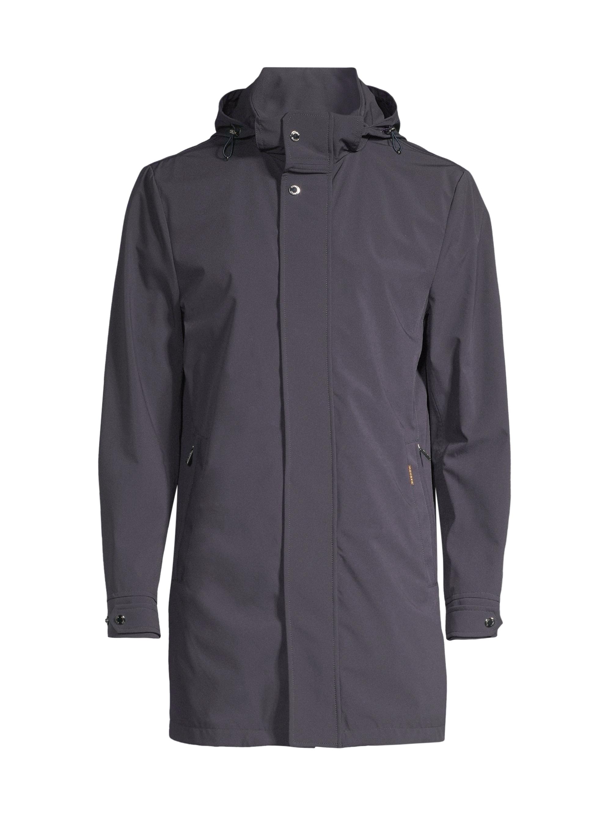Moorer Men's Hooded Long Rain Jacket - Blue