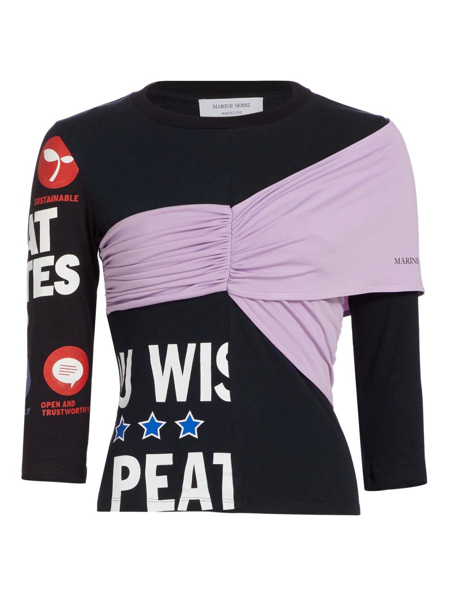 Marine Serre Asymmetric Graphic Top | Saks Fifth Avenue