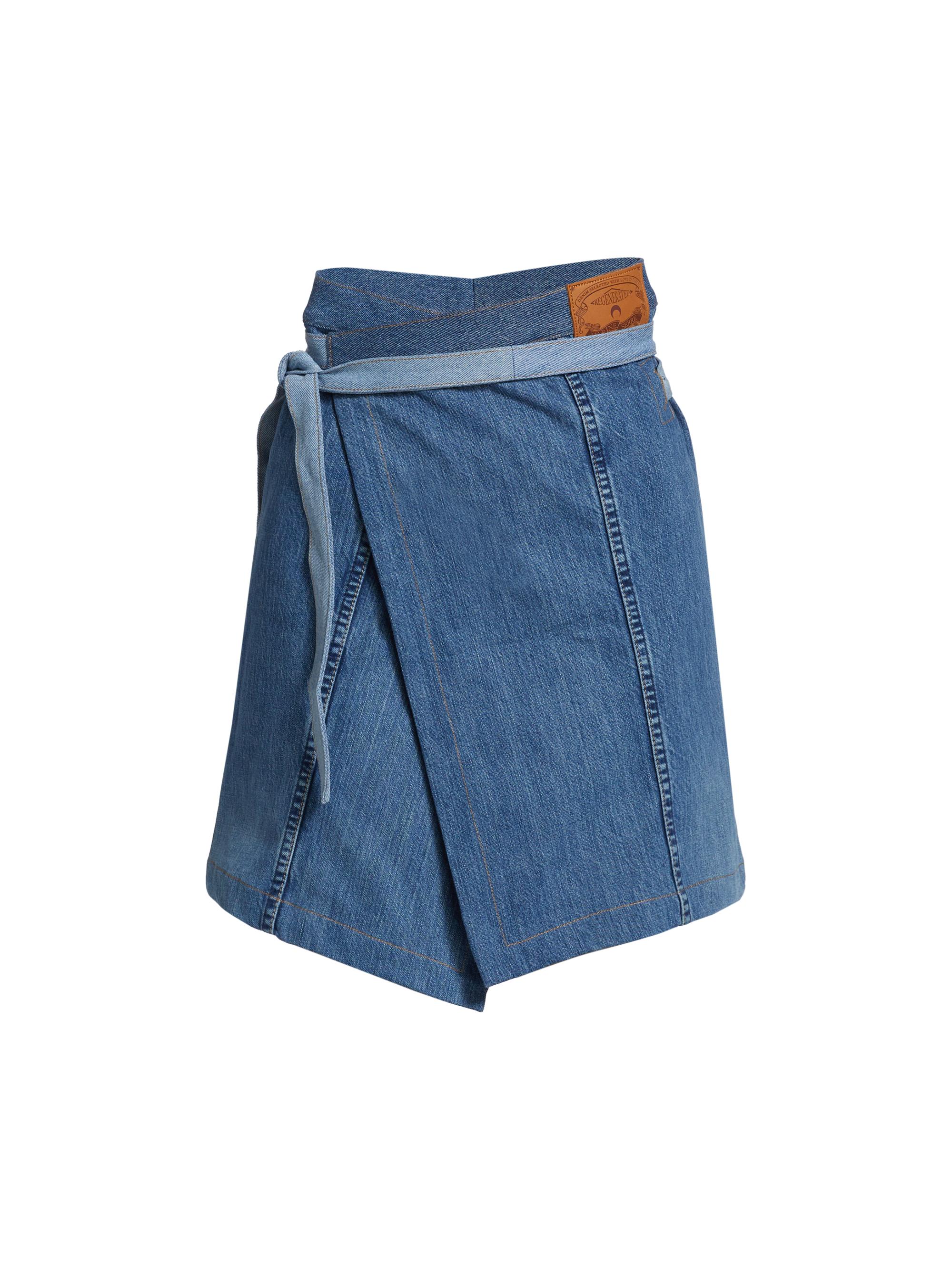 Marine Serre Moonogram Denim Apron Skirt | Saks Fifth Avenue
