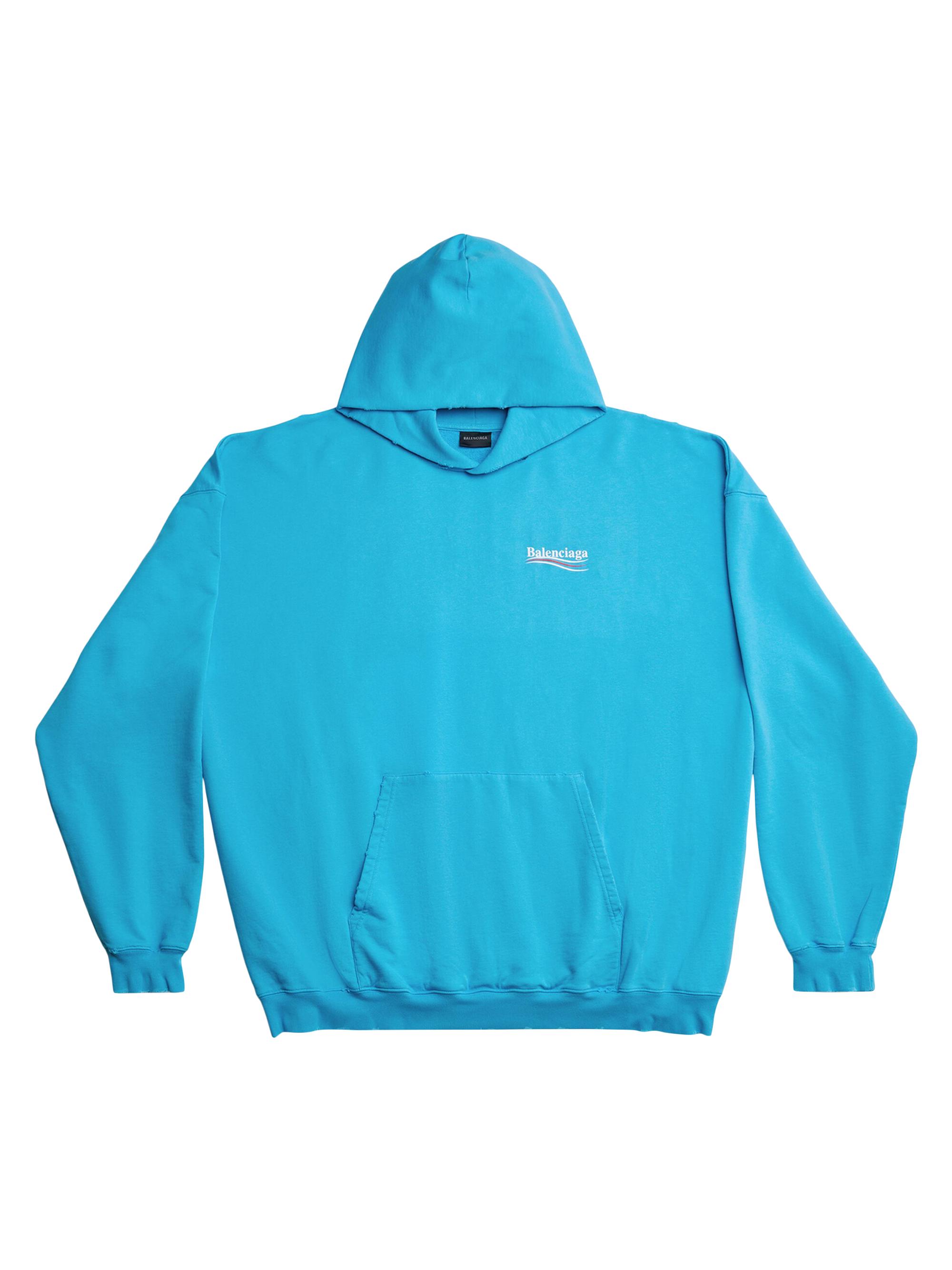 Balenciaga Men's Political Campaign Hoodie Large Fit - Blue Sky