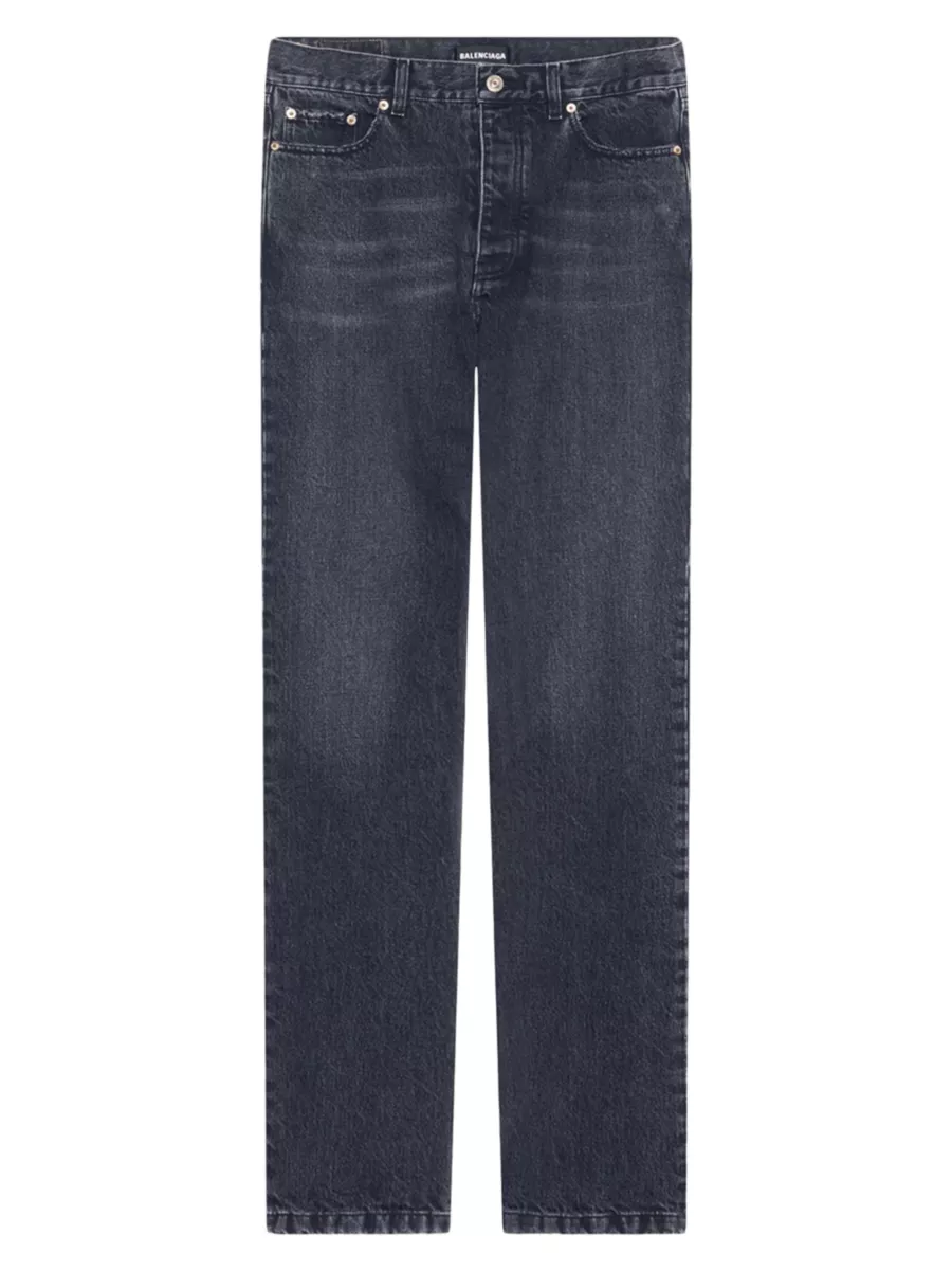 Balenciaga Doodle-Print Straight Denim Pants 'Blue' 746986TOW664036