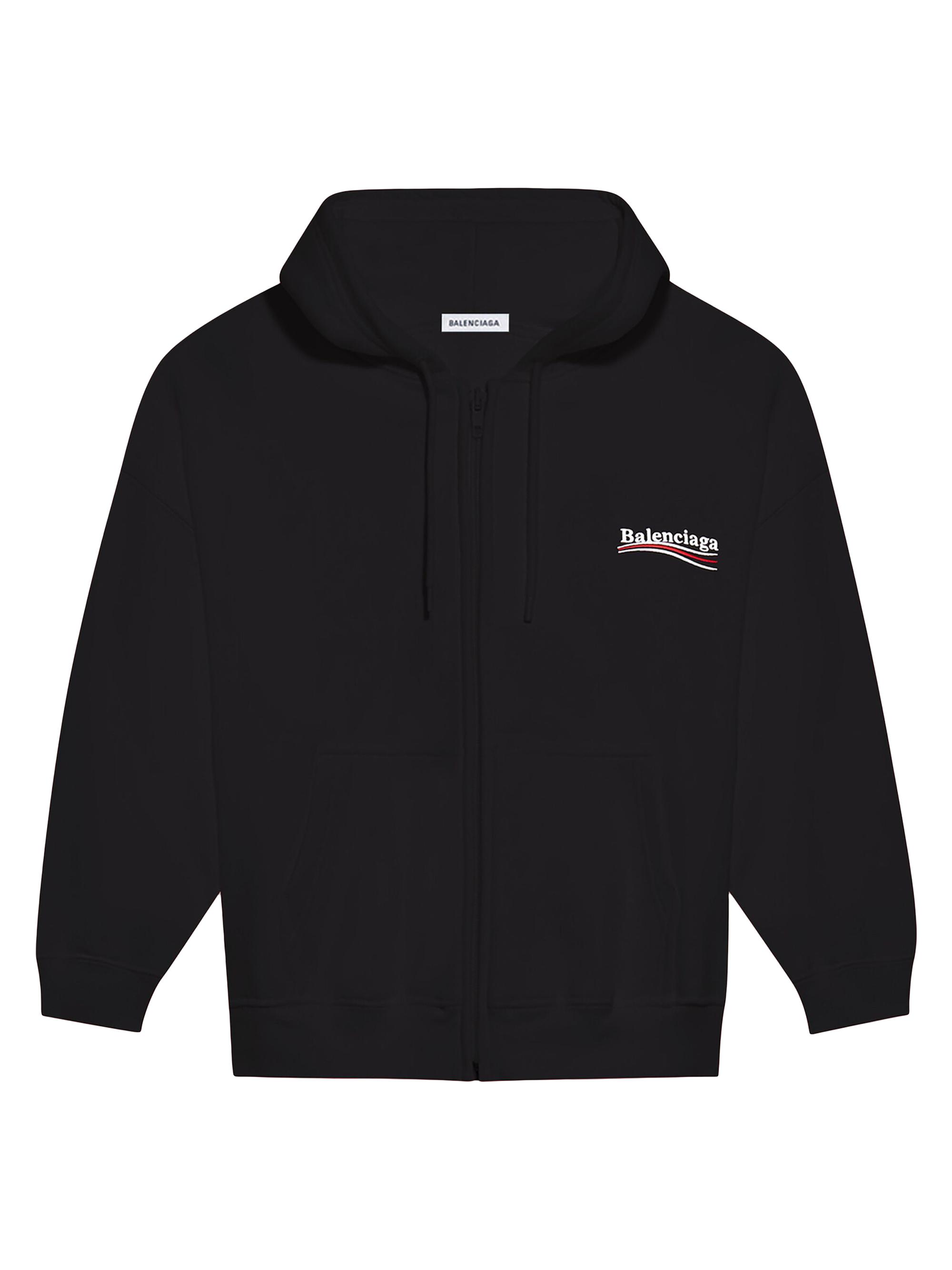 Shop Balenciaga Political Campaign Shrunk Zip-up Hoodie 
