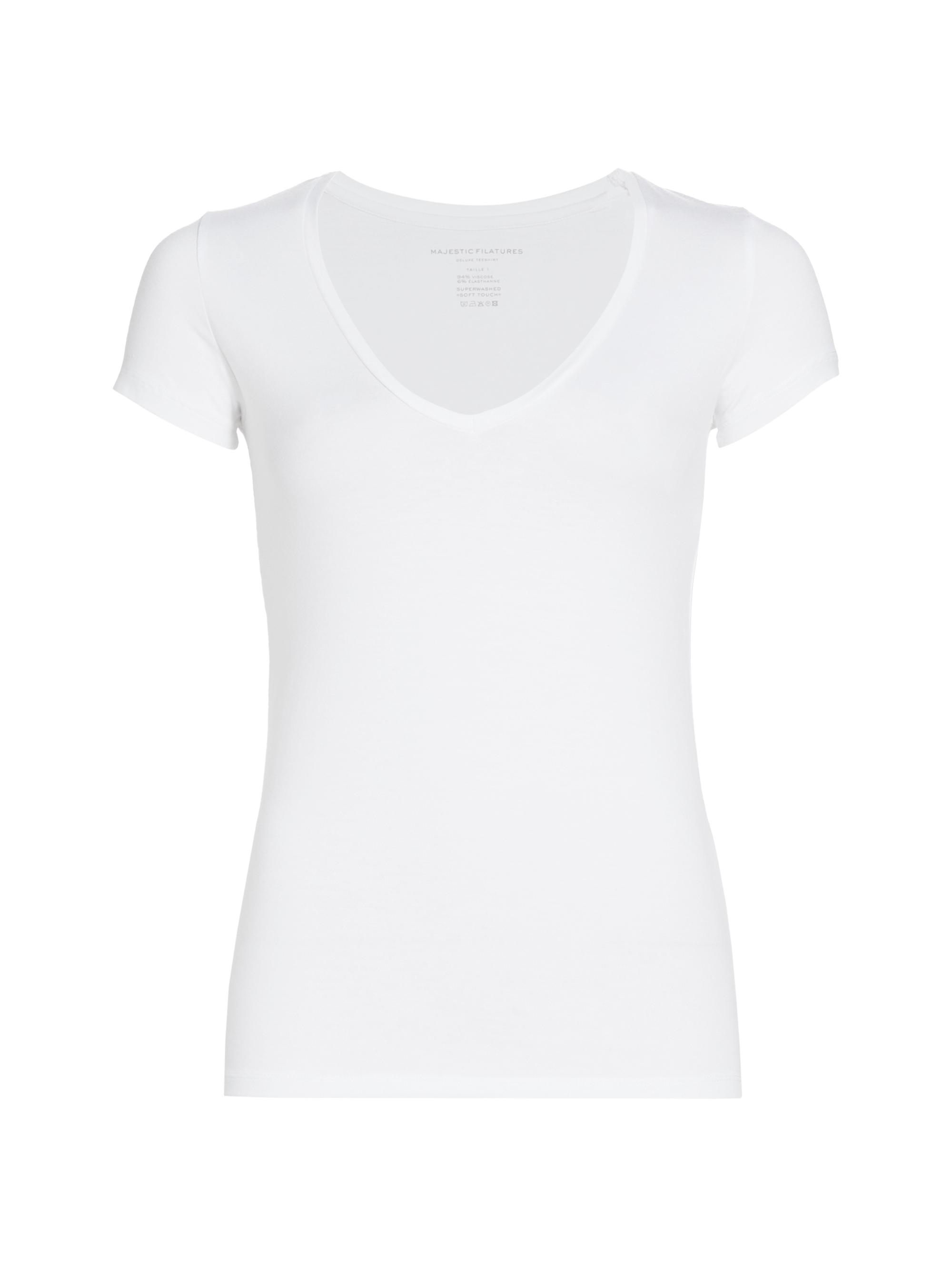 Majestic Filatures Women's Soft Touch V-Neck T-Shirt - Blanc