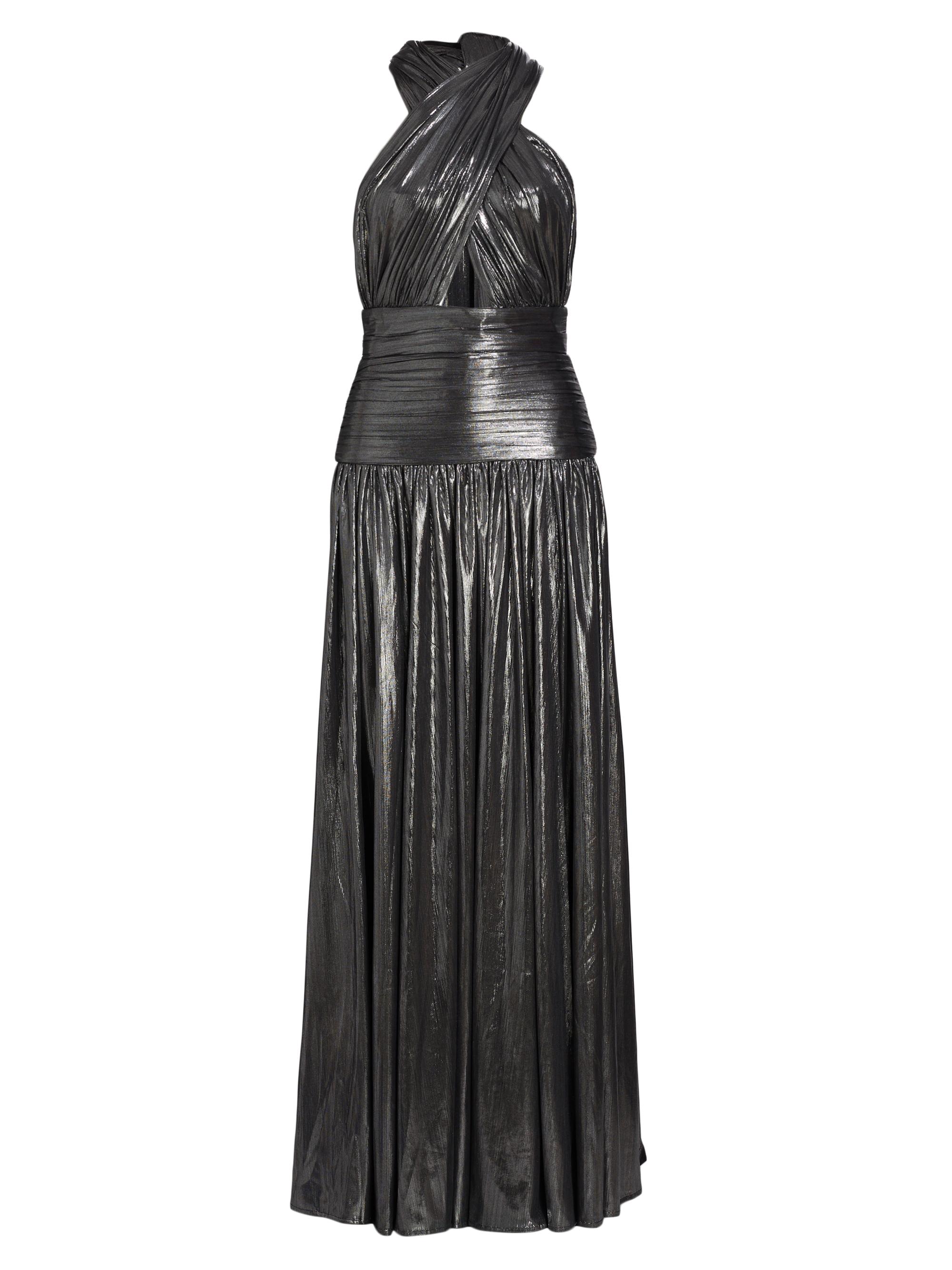 Bronx and Banco Women's Florence Metallic Halter-Neck Gown - Gunmetal