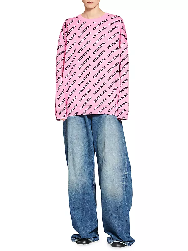 Shop Balenciaga Mini Allover Logo Sweater | Saks Fifth Avenue