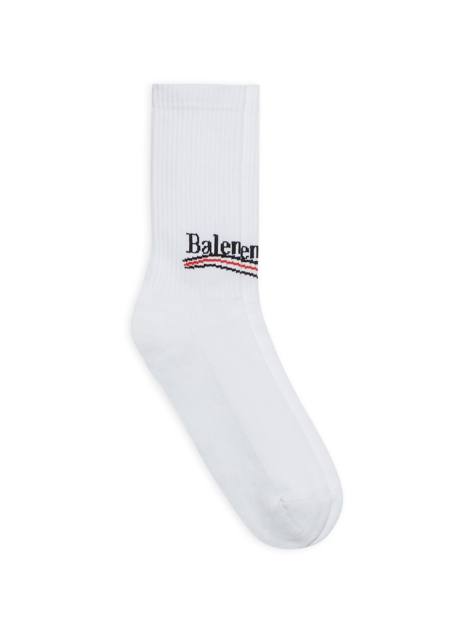 Balenciaga Men's Political Campaign Tennis Socks - White