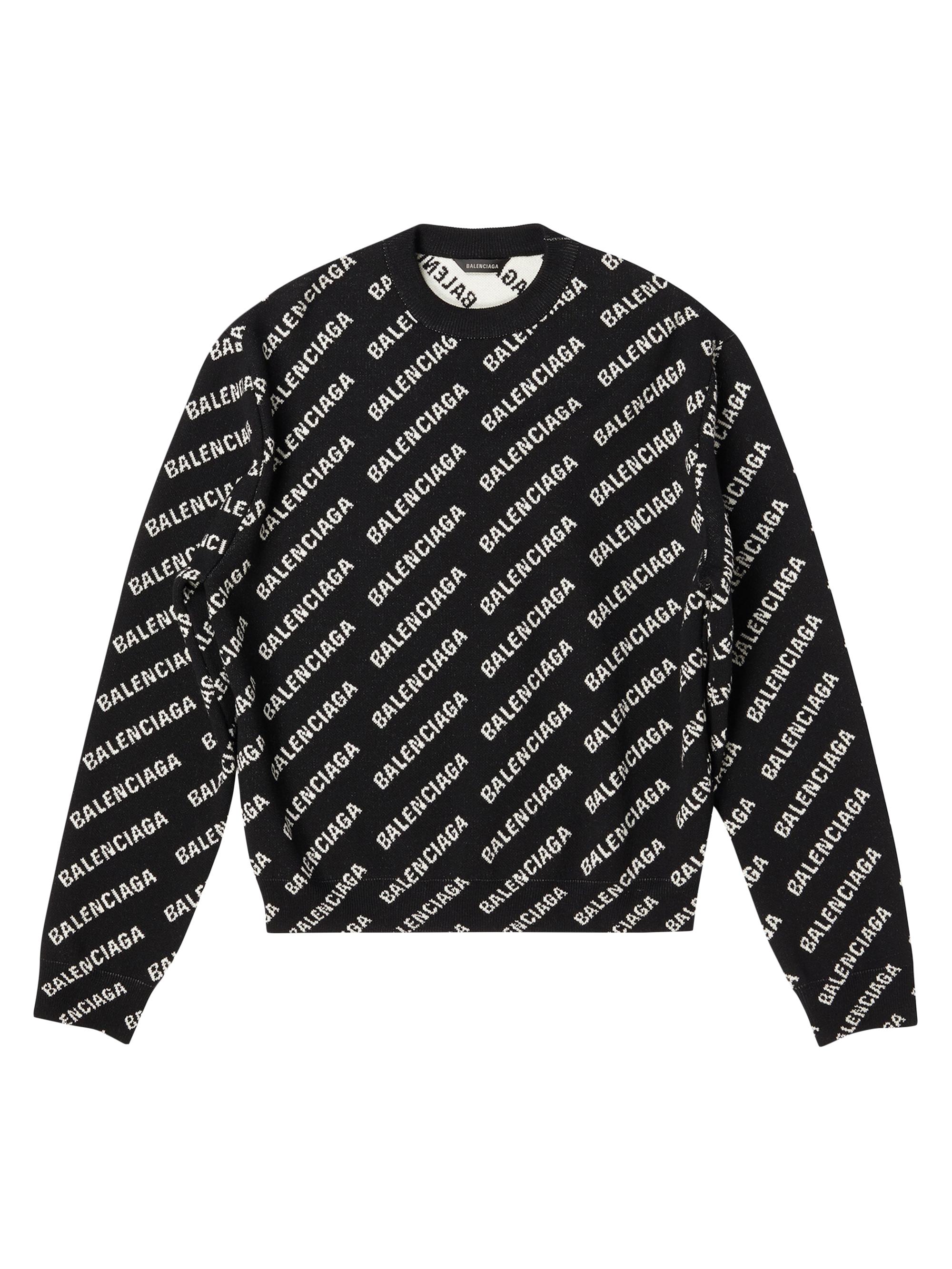 BALENCIAGA ロゴ入り ブラックニット M Balenciaga Mini Allover Logo Sweater | Saks Fifth Avenue