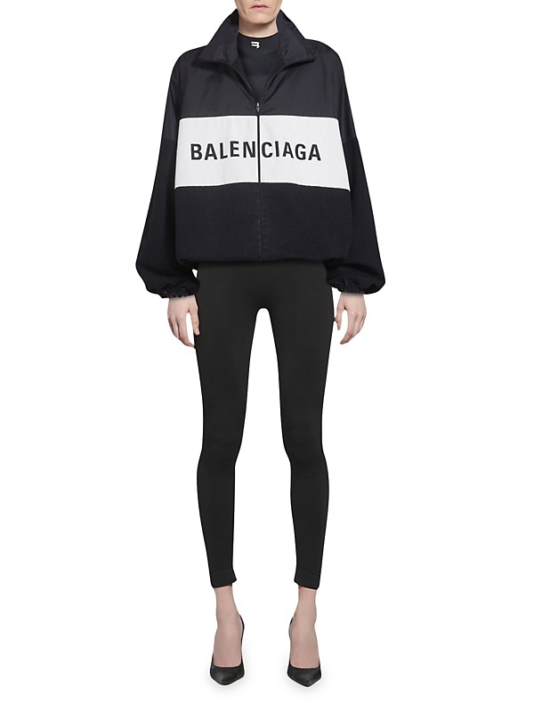 Shop Balenciaga Zipped Nylon Logo Denim Jacket | Saks Fifth Shop Balenciaga Zipped Nylon Logo Denim Jacket | Saks Fifth
