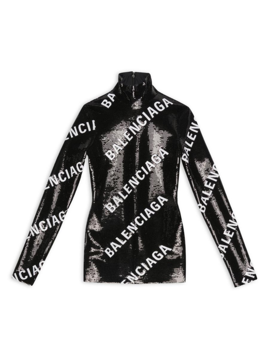 Shop Balenciaga Allover Logo Embroidered Dress | Saks Fifth Shop Balenciaga Allover Logo Embroidered Dress | Saks Fifth