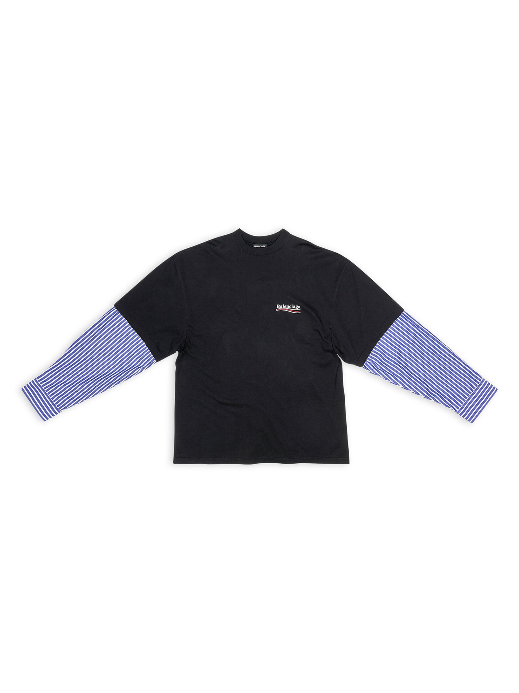 F*k様 BALENCIAGA Political Campaign Layer Men's Political Campaign Long Sleeve Layered T-shirt in Black