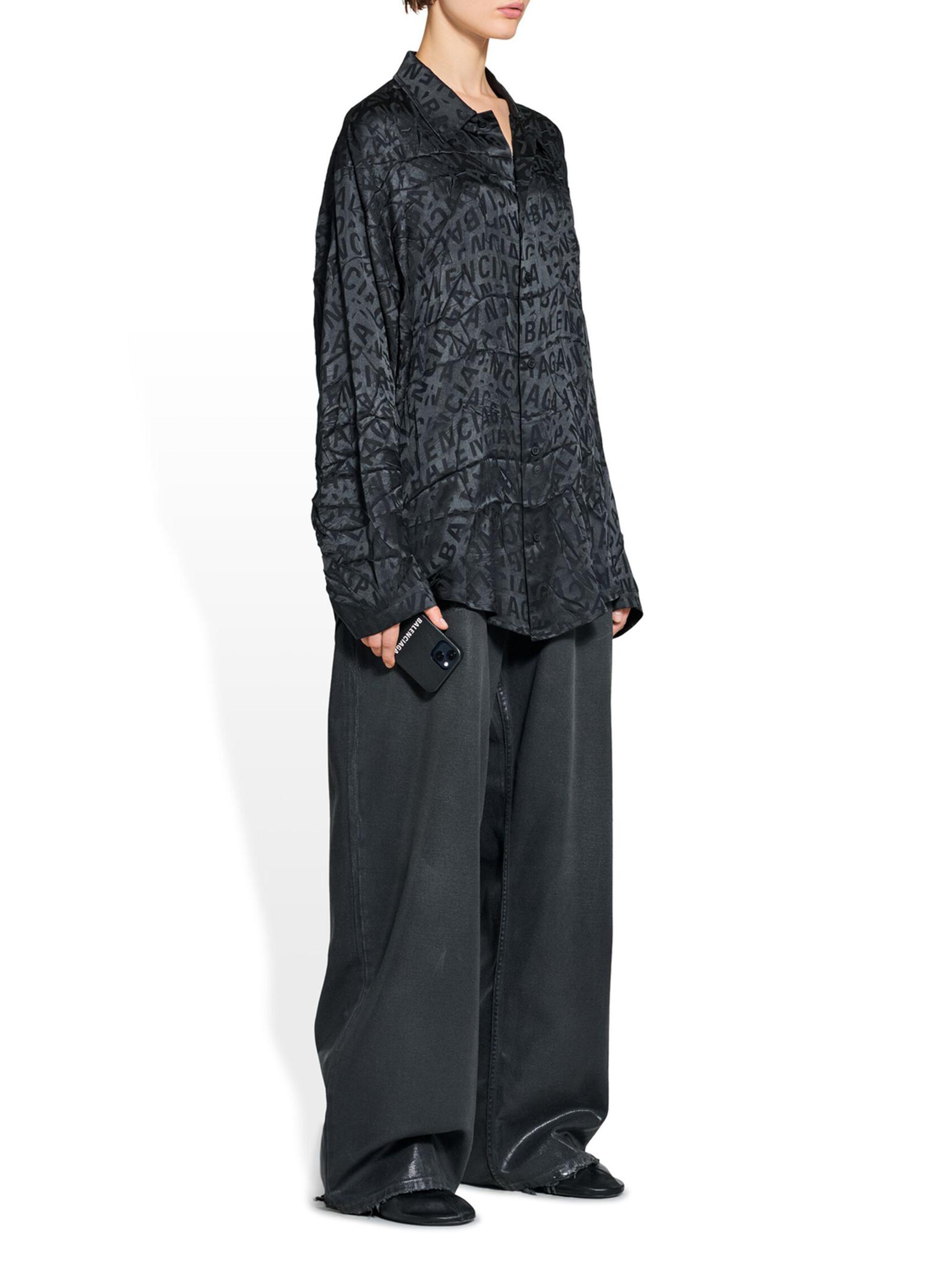 Balenciaga Women's Logo Strips Minimal Shirt - Black