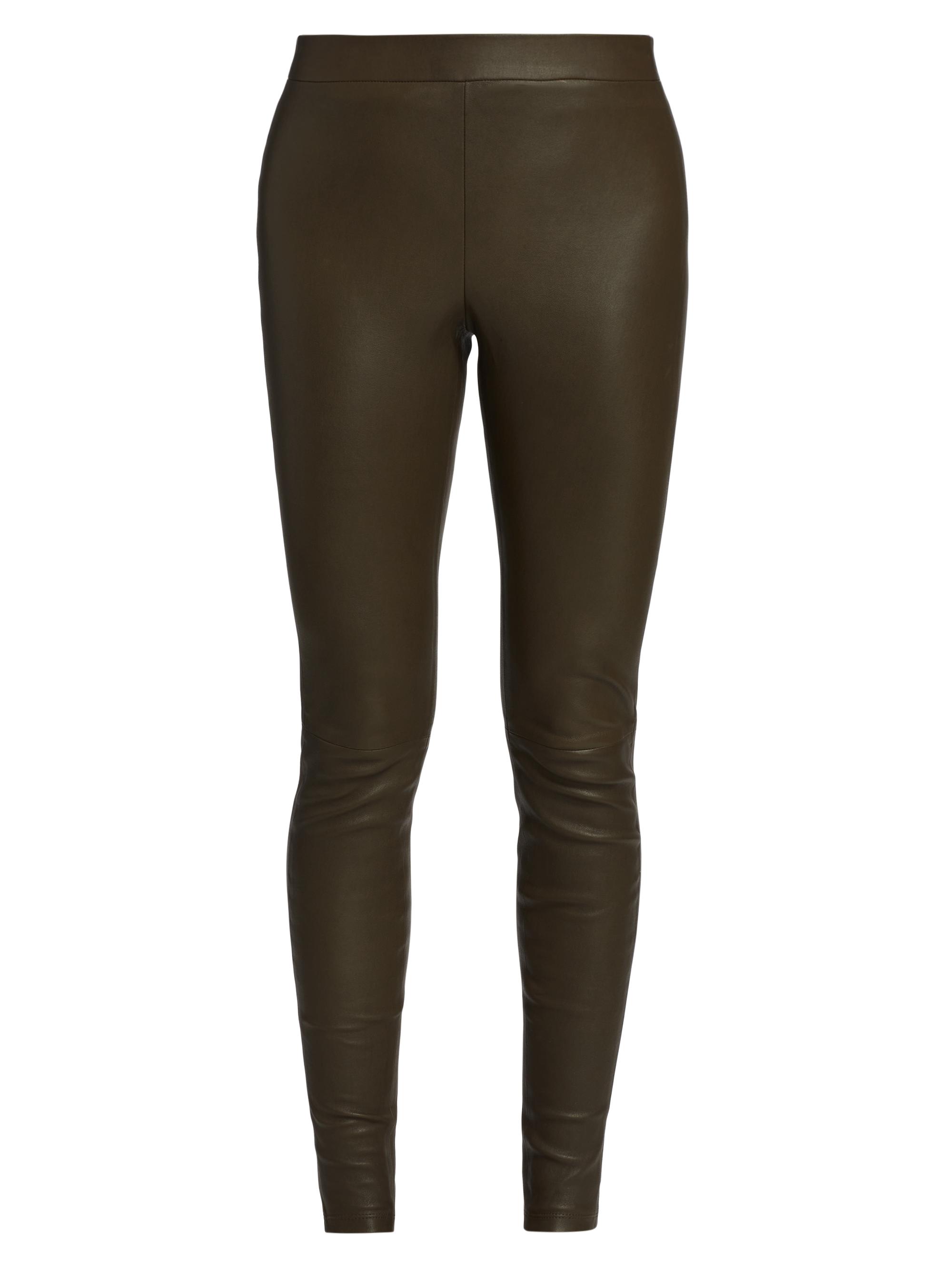Theory Women's Adbelle Leather Leggings - Dark Thyme