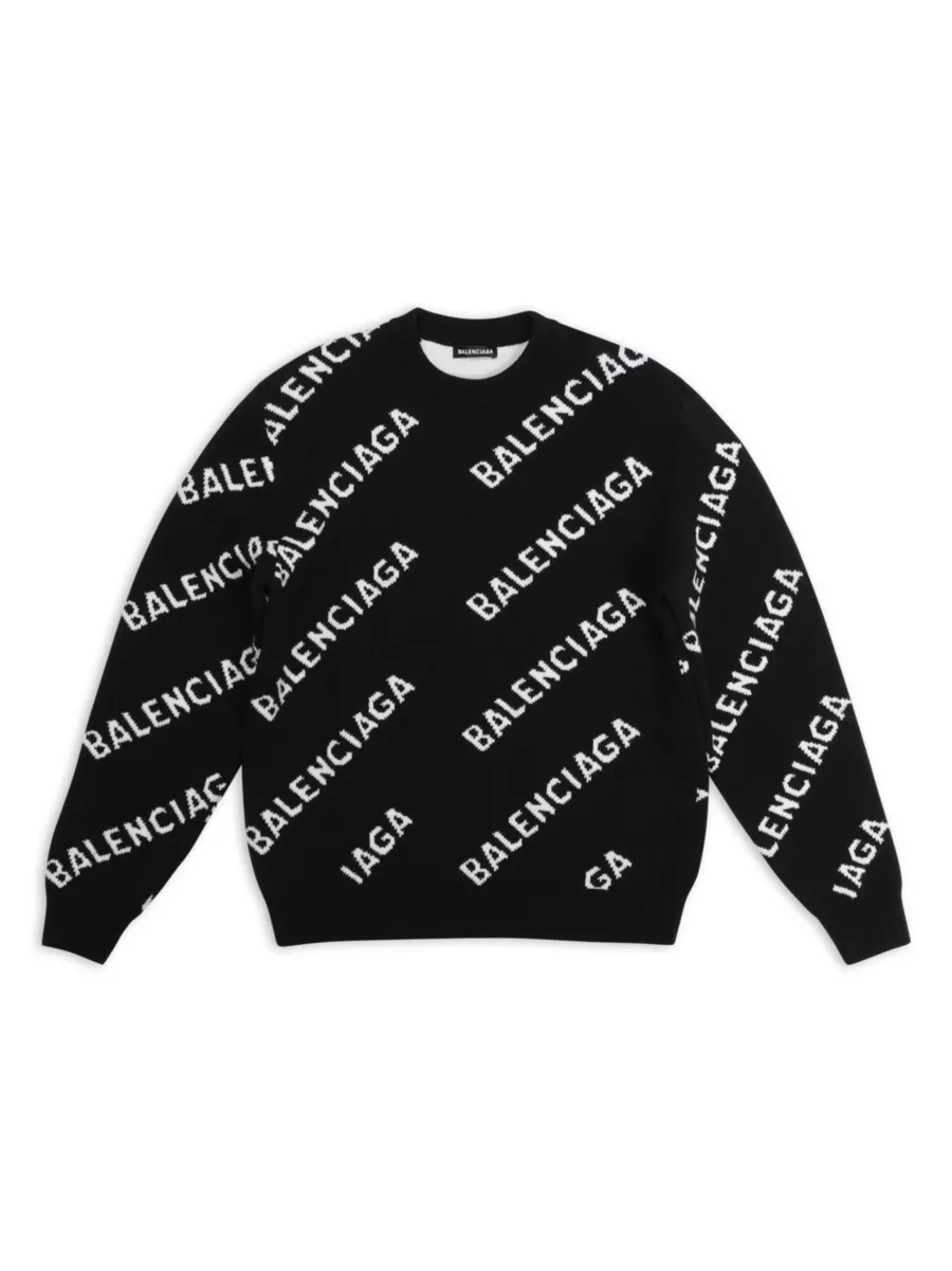 Shop Balenciaga Allover Logo Sweater | Saks Fifth Avenue Shop Balenciaga Allover Logo Sweater | Saks Fifth Avenue