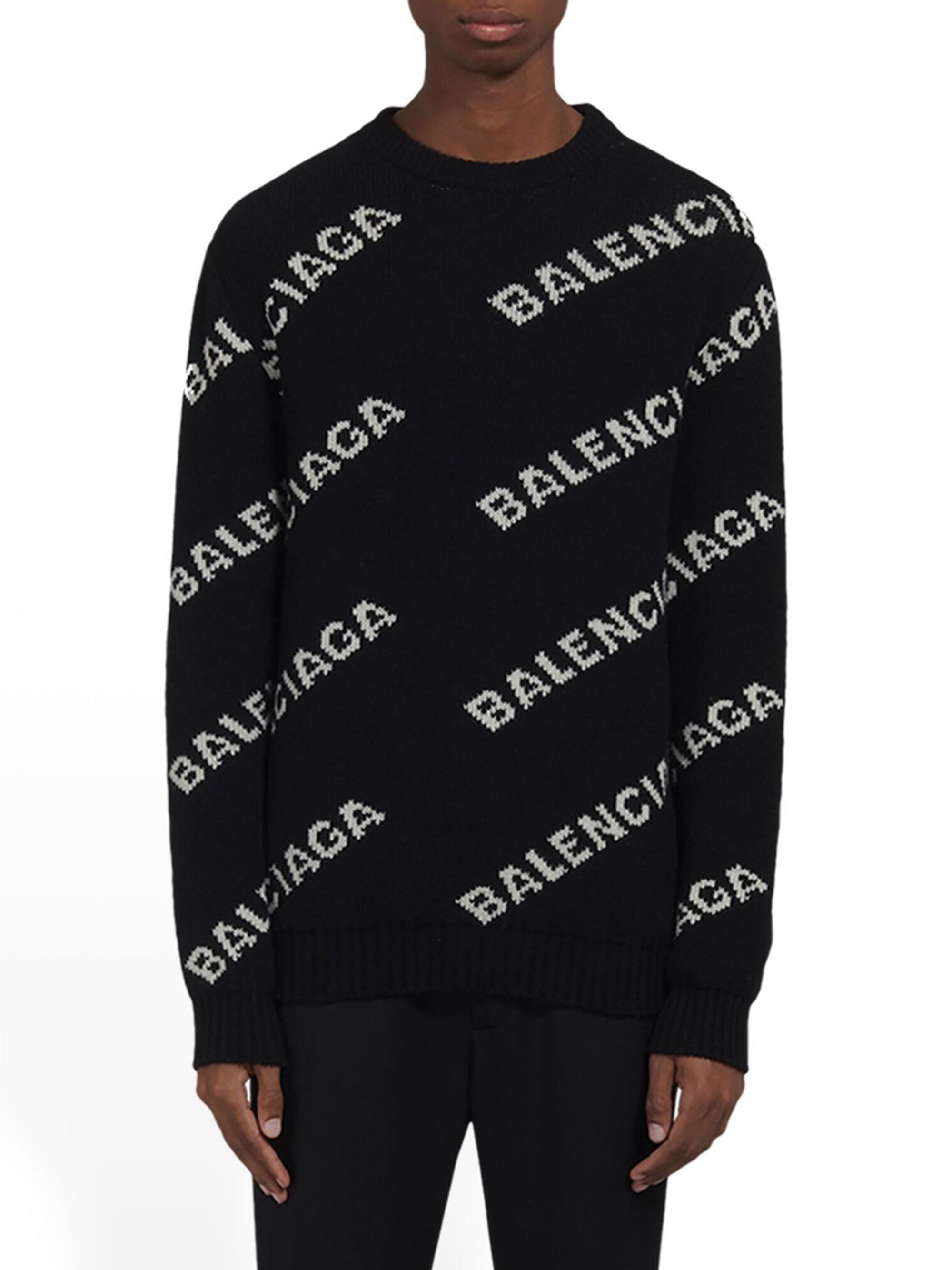 トップス BALENCIAGA All-Over Crewneck XS Balenciaga Allover Logo Sweater | Saks Fifth Avenue