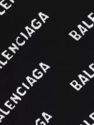 Balenciaga logo-knit fuzzy jumper - Black