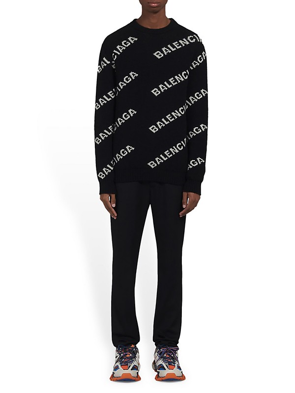 Shop Balenciaga Allover Logo Sweater | Saks Fifth Avenue Shop Balenciaga Allover Logo Sweater | Saks Fifth Avenue