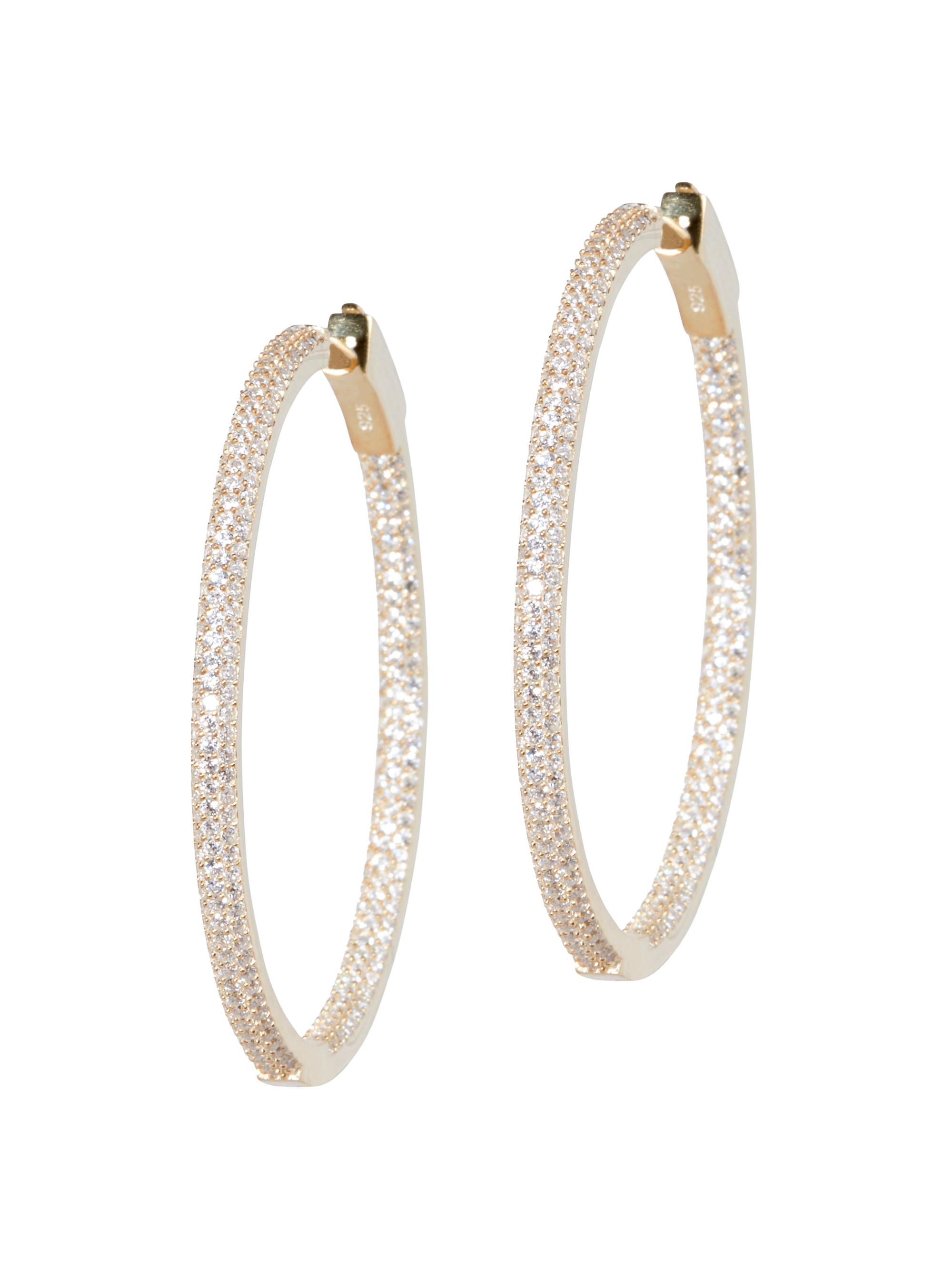 Nickho Rey Women's Slim Tire 14K-Yellow-Gold Vermeil & Crystal Hoop Earrings - Clear