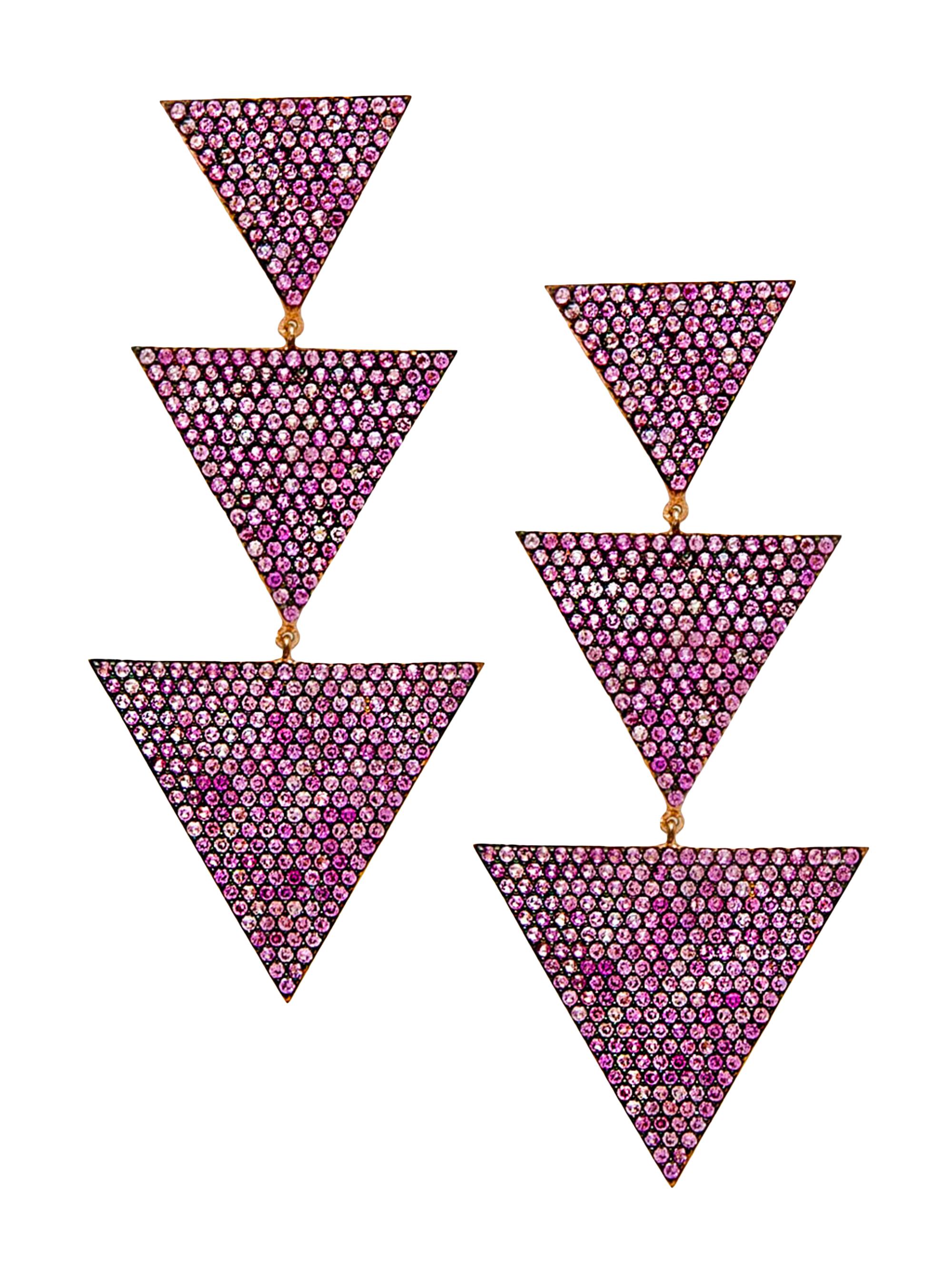 Nickho Rey Women's Megan 14K-Rose-Gold Vermeil & Crystal Triangle Drop Earrings - Hot Pink
