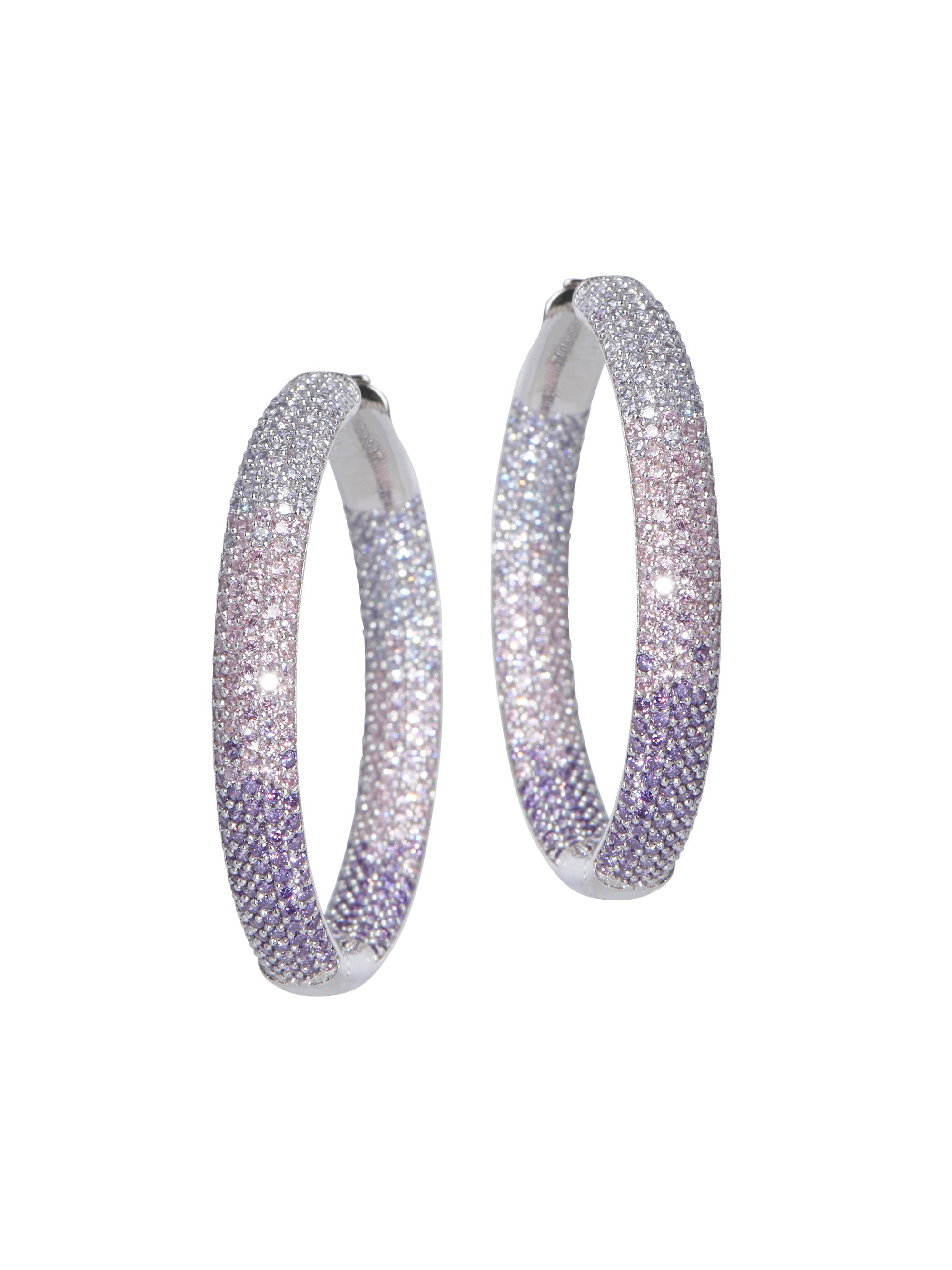 Nickho Rey Women's Tire Rhodium Vermeil & Crystal Ombré Hoop Earrings - Purple Ombre