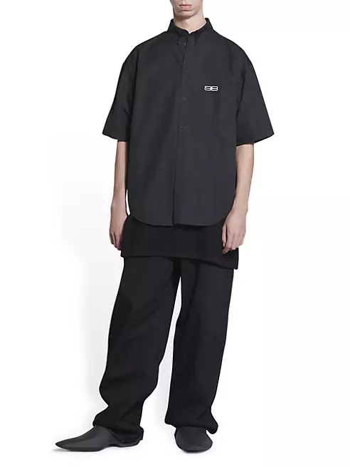 Shop Balenciaga BB Icon Short Sleeve Shirt Large Fit | Saks Fifth 