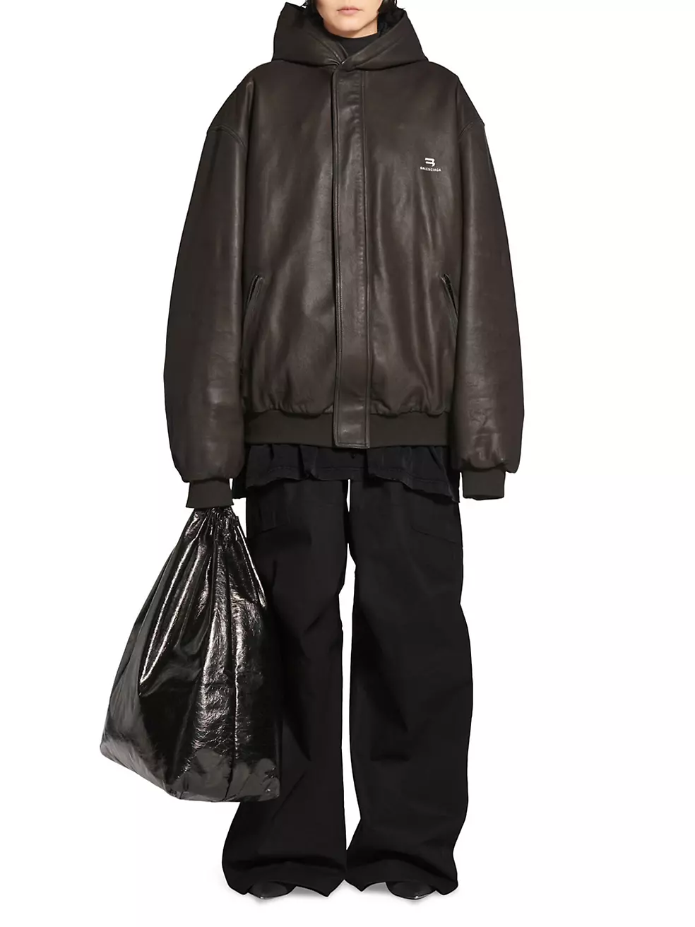Balenciaga Black Sporty B Hooded Puffer Jacket