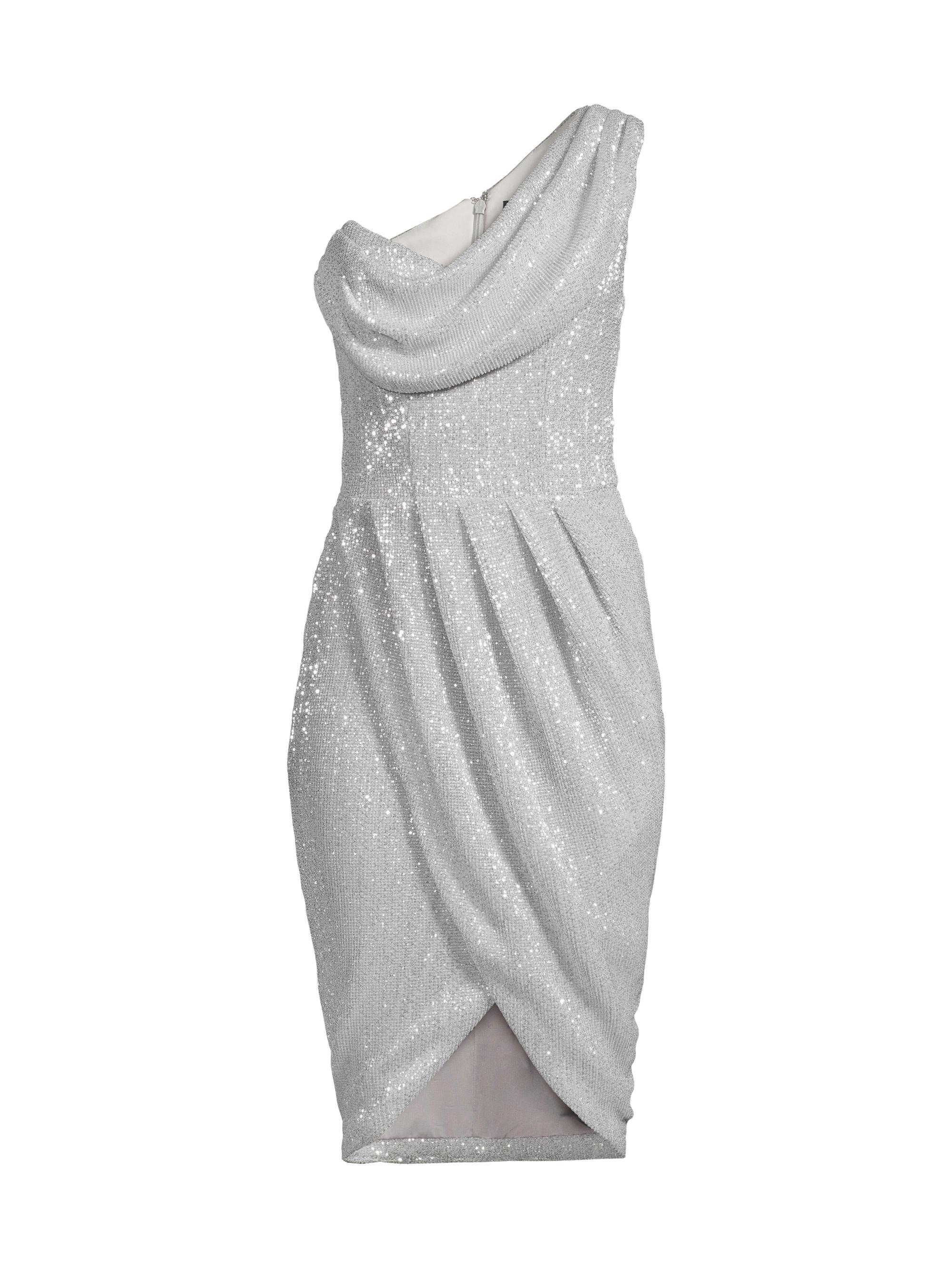 Lavish Alice Women's Cowlneck Sequined Cocktail Dress - Silver