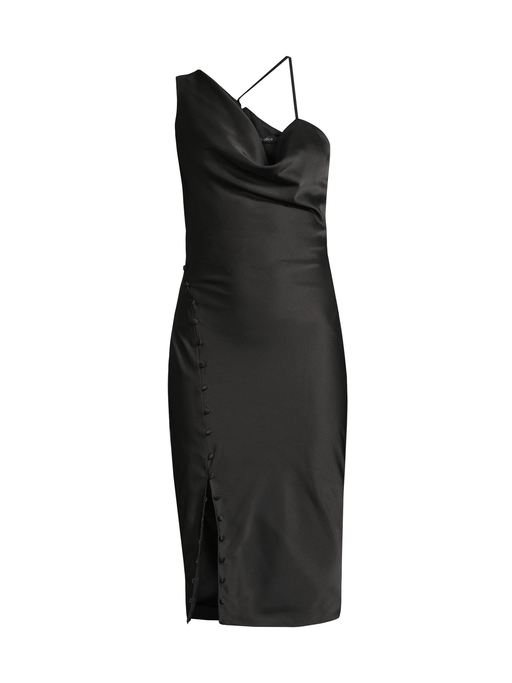 Lavish Alice Women's One-Shoulder Satin Cocktail Dress - Black