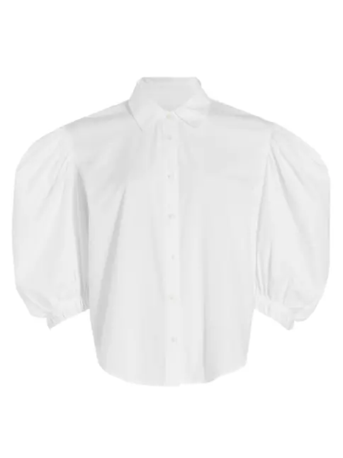Plus Size Chanel-Esque Puff Sleeve Long Sleeve Shirt Blouse