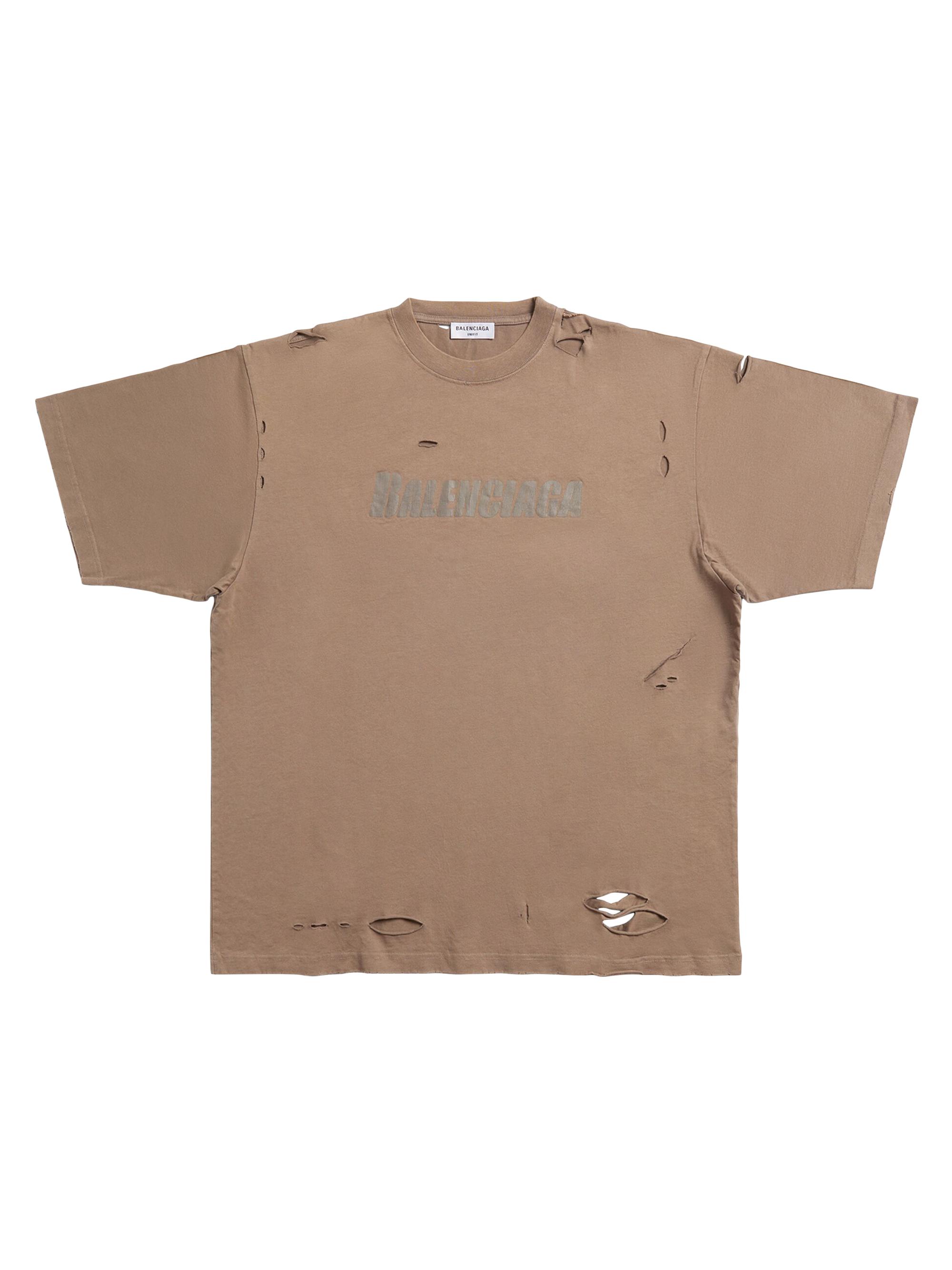 Balenciaga Women's Destroyed T-shirt Boxy Fit - White Black