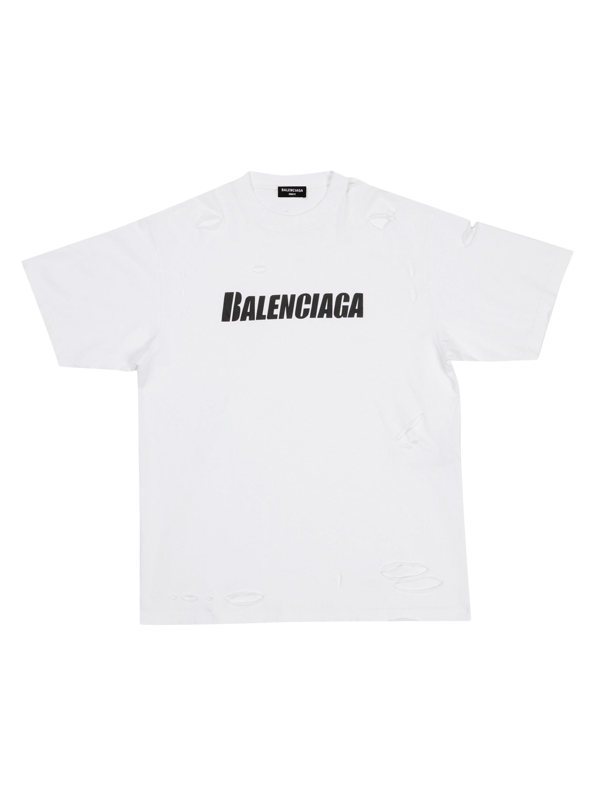 トップス BALENCIAGA OVERSIZED REPAIRED T-SHIRT BALENCIAGA Oversized distressed printed cotton-jersey T-shirt