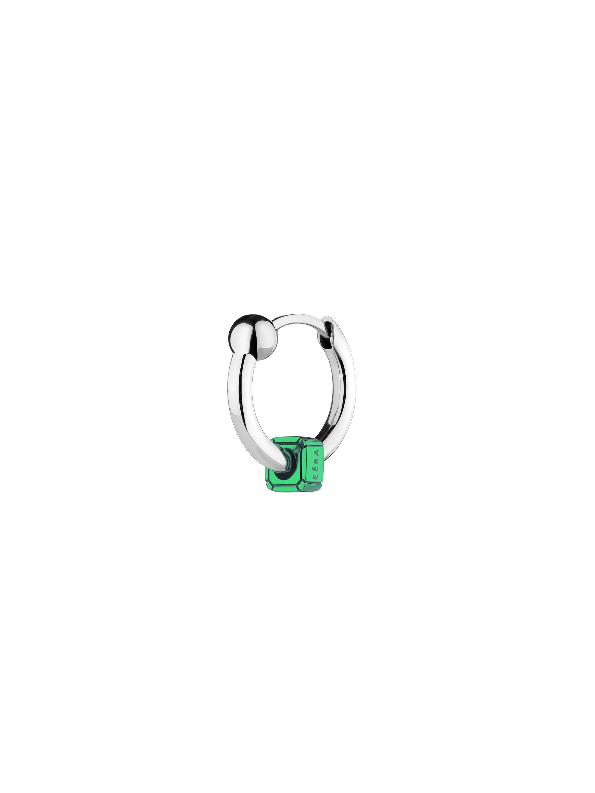Eéra Women's Maga Circe Mini 18K White Gold Piercing Ball Single Earring - White Gold Green