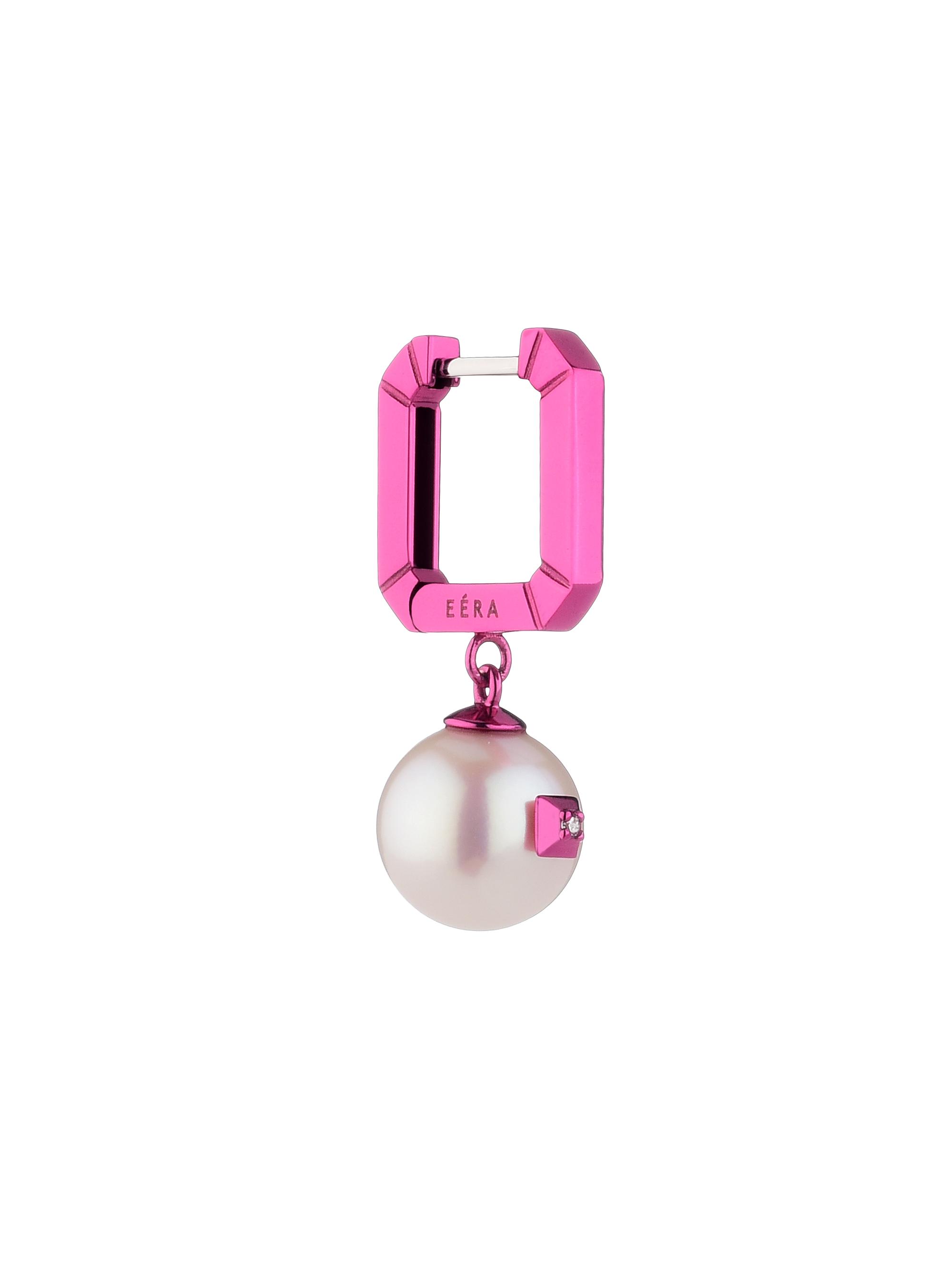 Eéra Women's Maga Circe Mini 18K White Gold, Diamond & Pearl Drop Single Earring - Fuchsia