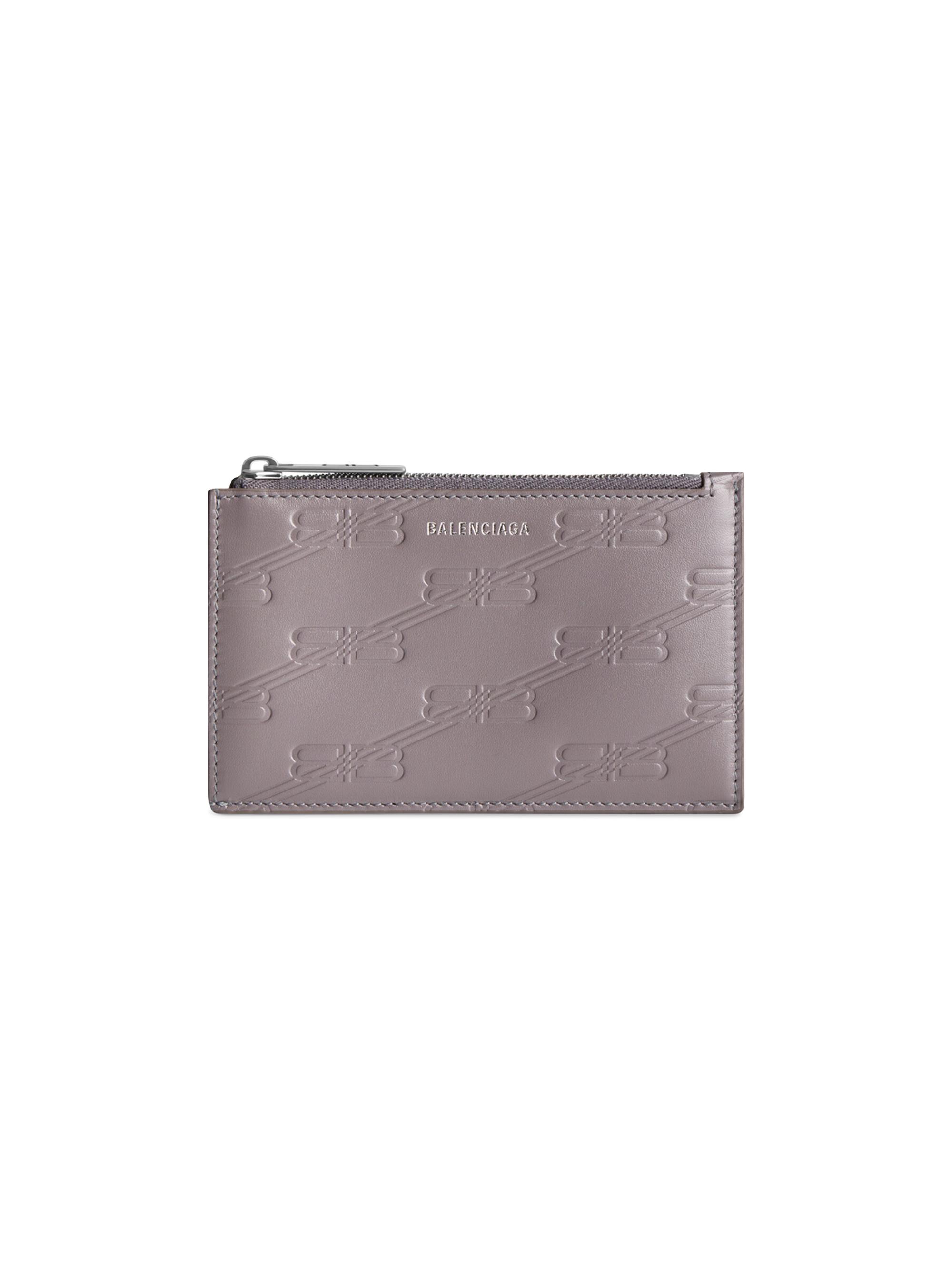 Balenciaga Men's Embossed Monogram Long Coin And Card Holder In Box - Grey