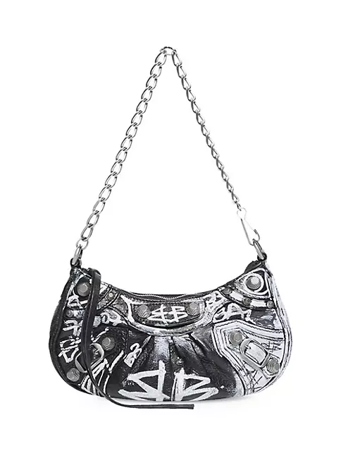 Balenciaga Le Cagole Mini Bag with Chain Graffiti - Black - Women's - Lambskin